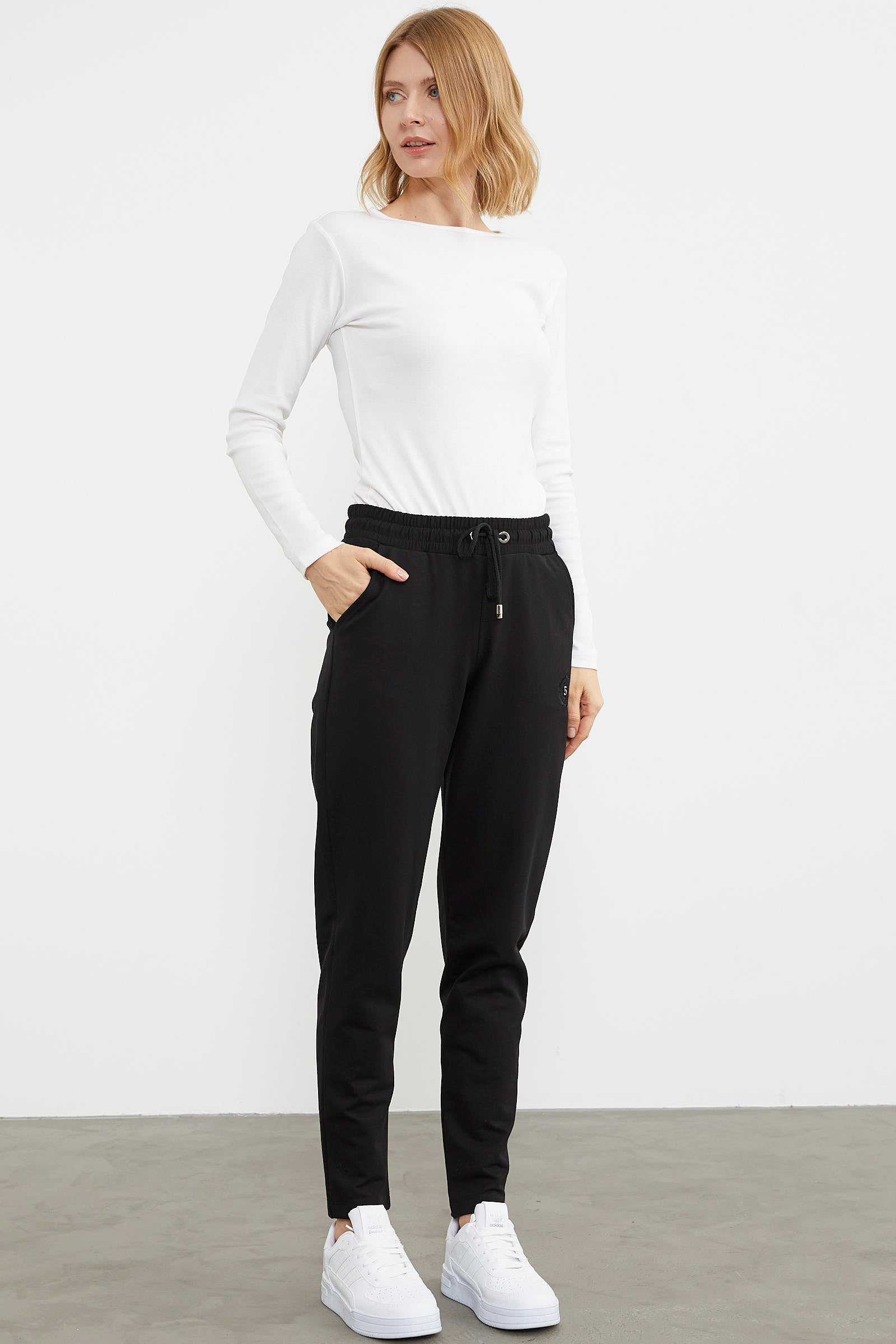 Yüksek Bel İki İplik Eşofman Altı - Siyah (3) Sementa