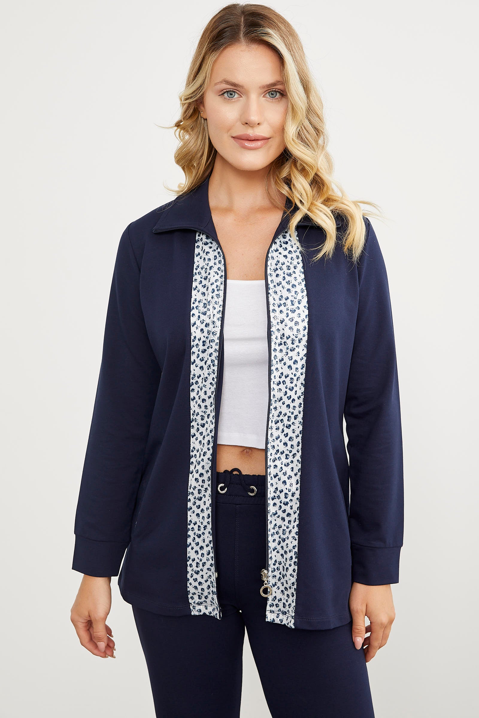 Yüksek Yaka Kumaş Garnili Eşofman Takım - Lacivert (7) Sementa