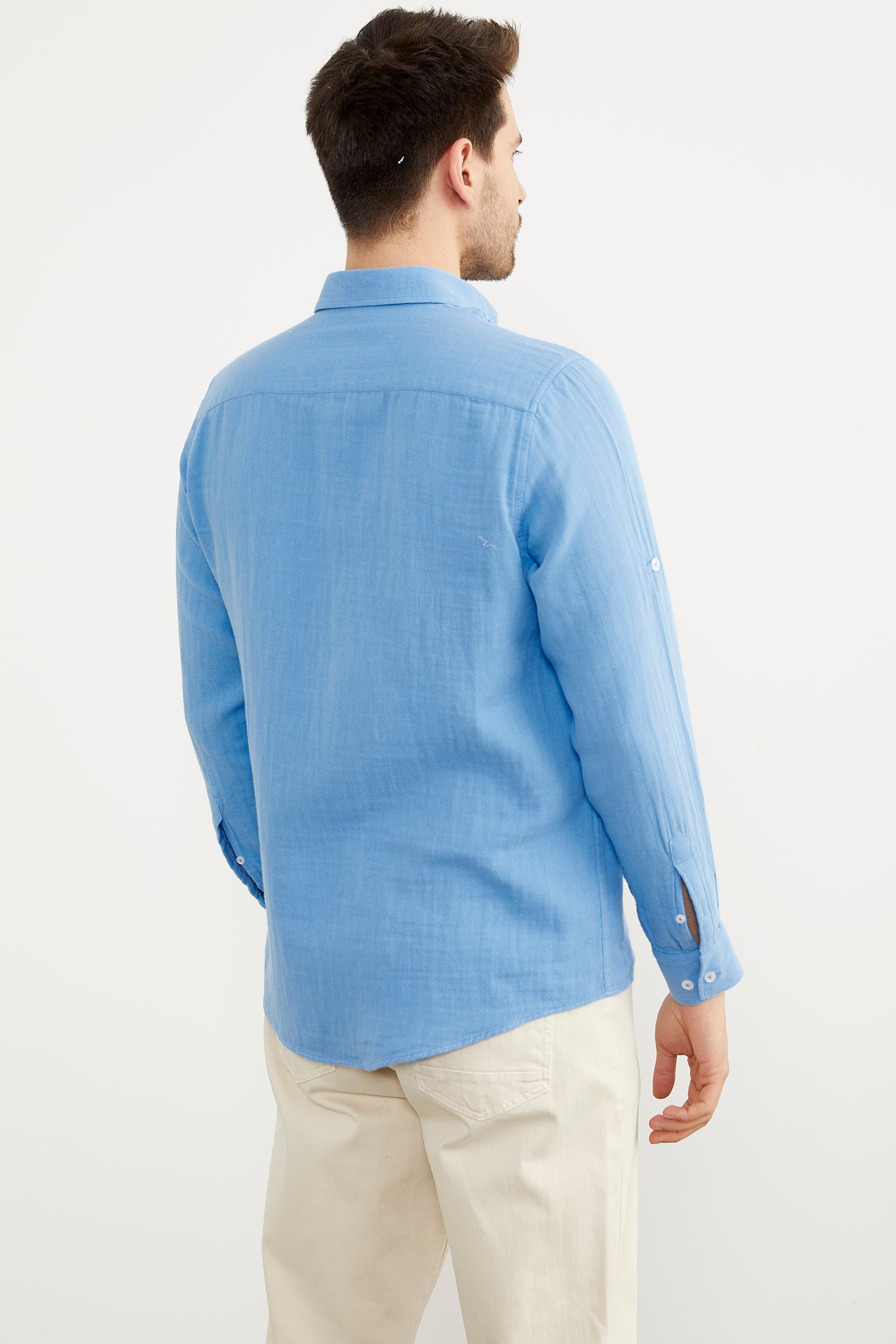 Yumuşak Dokulu Uzun Kol Gömlek - Indigo (6) Sementa