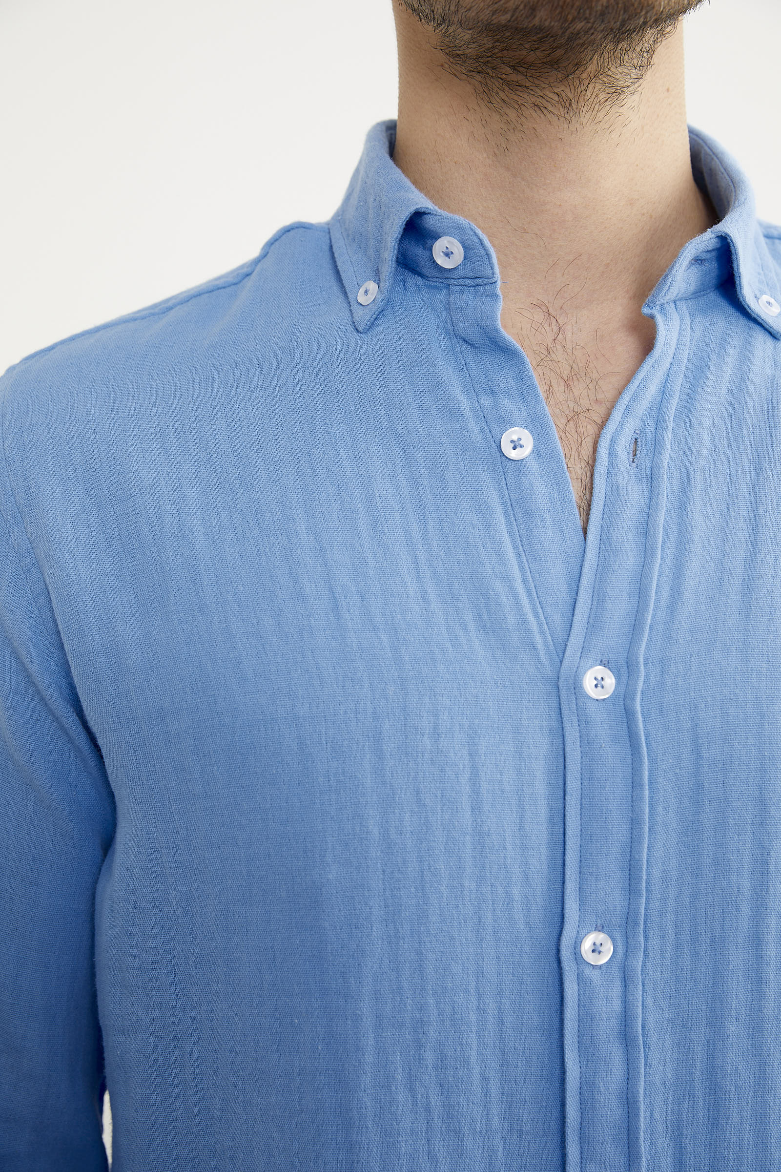 Yumuşak Dokulu Uzun Kol Gömlek - Indigo (5) Sementa