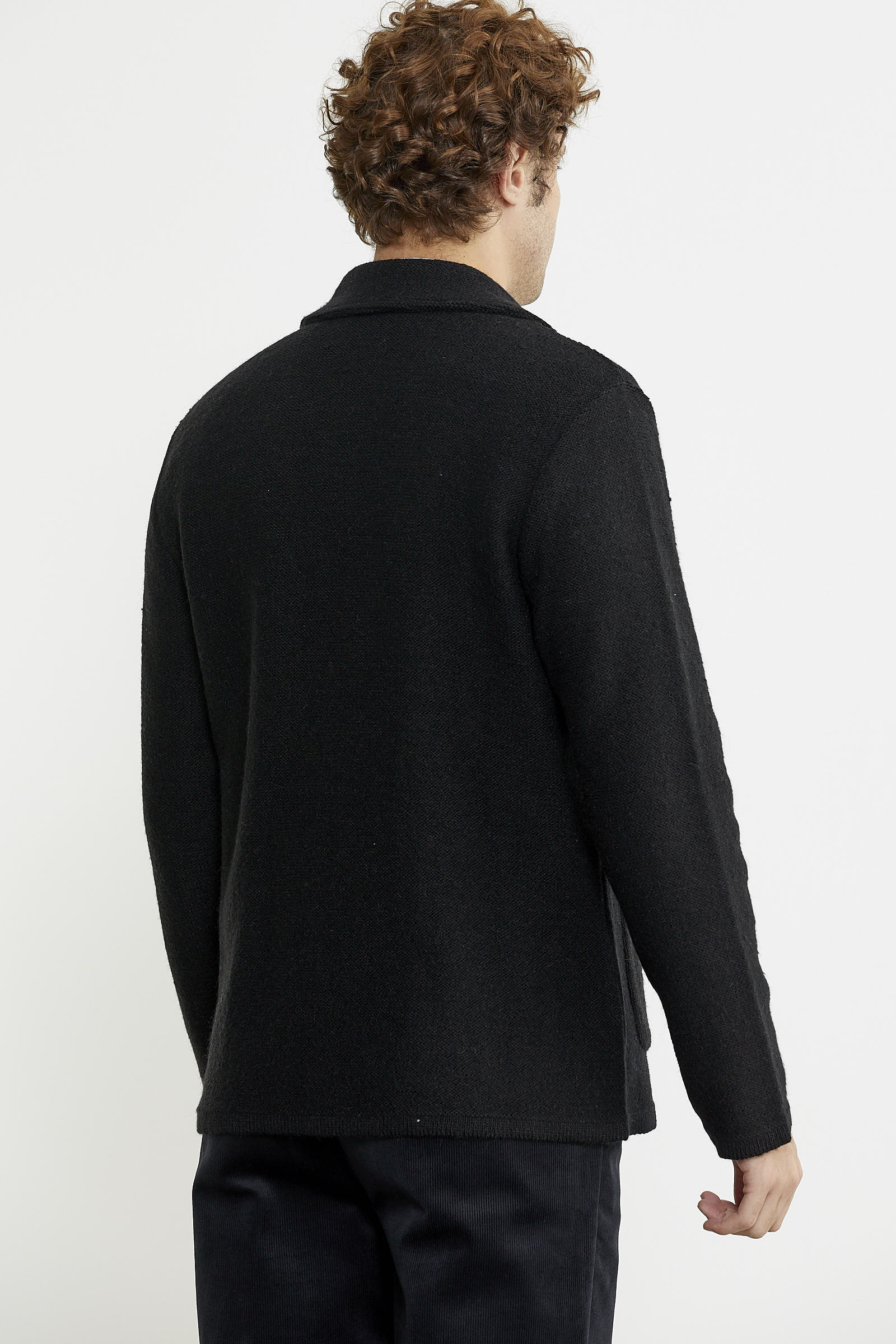 Yünlü Üç Düğme Triko Ceket - Siyah - Sementa