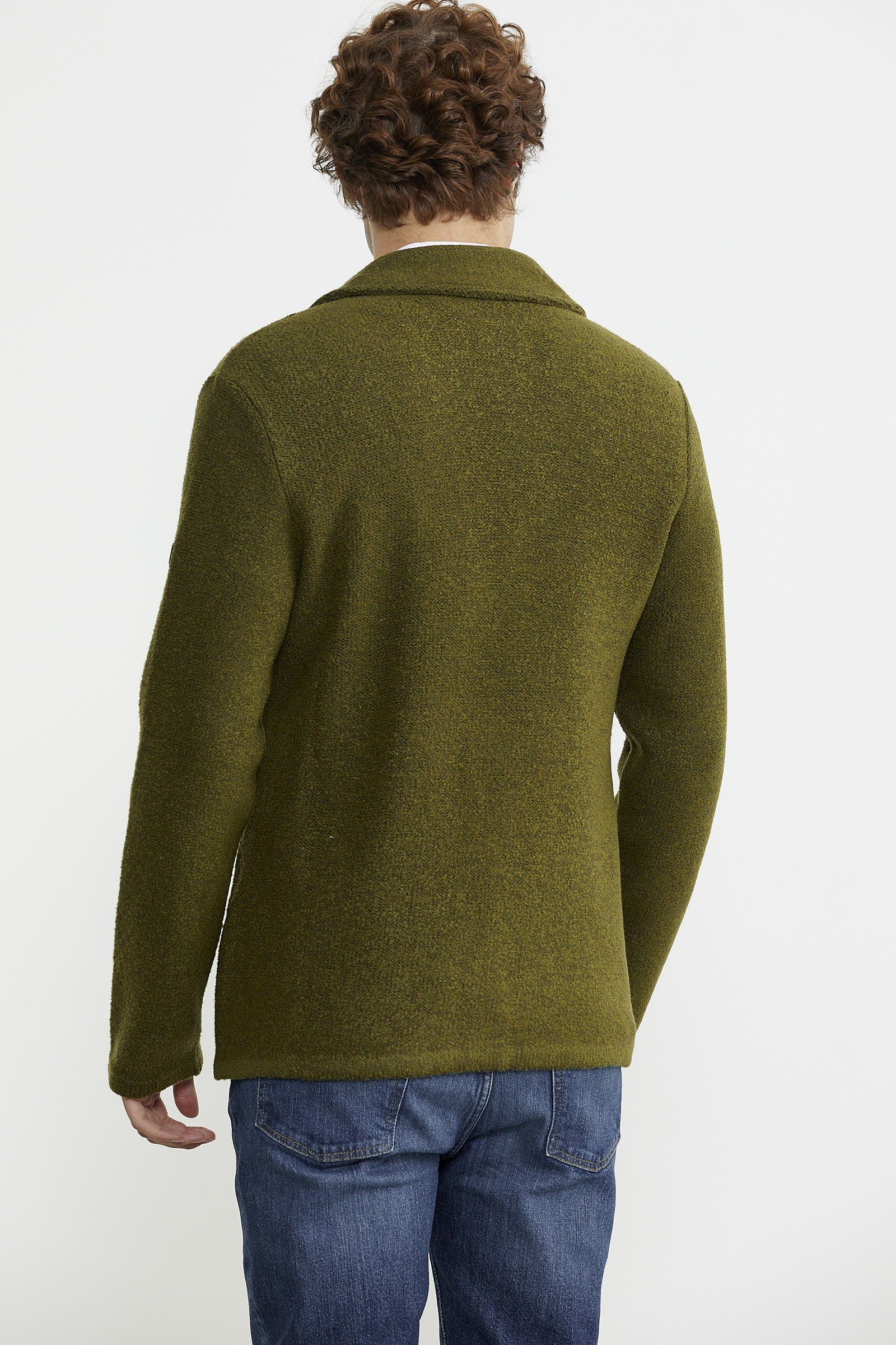 Yünlü Üç Düğme Triko Ceket - Yeşil - Sementa