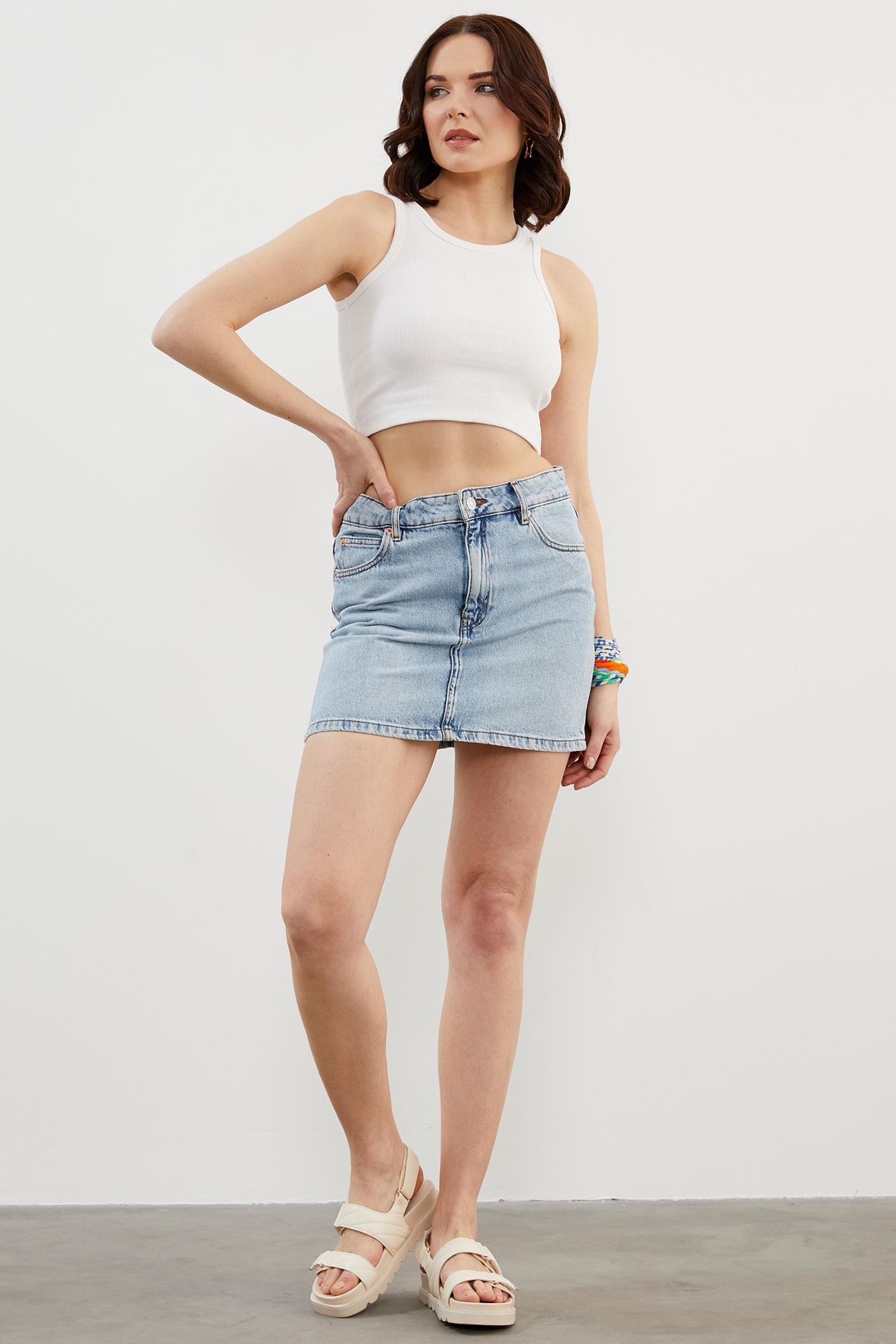 Yüzücü Model Crop Atlet - Ekru (2) Sementa