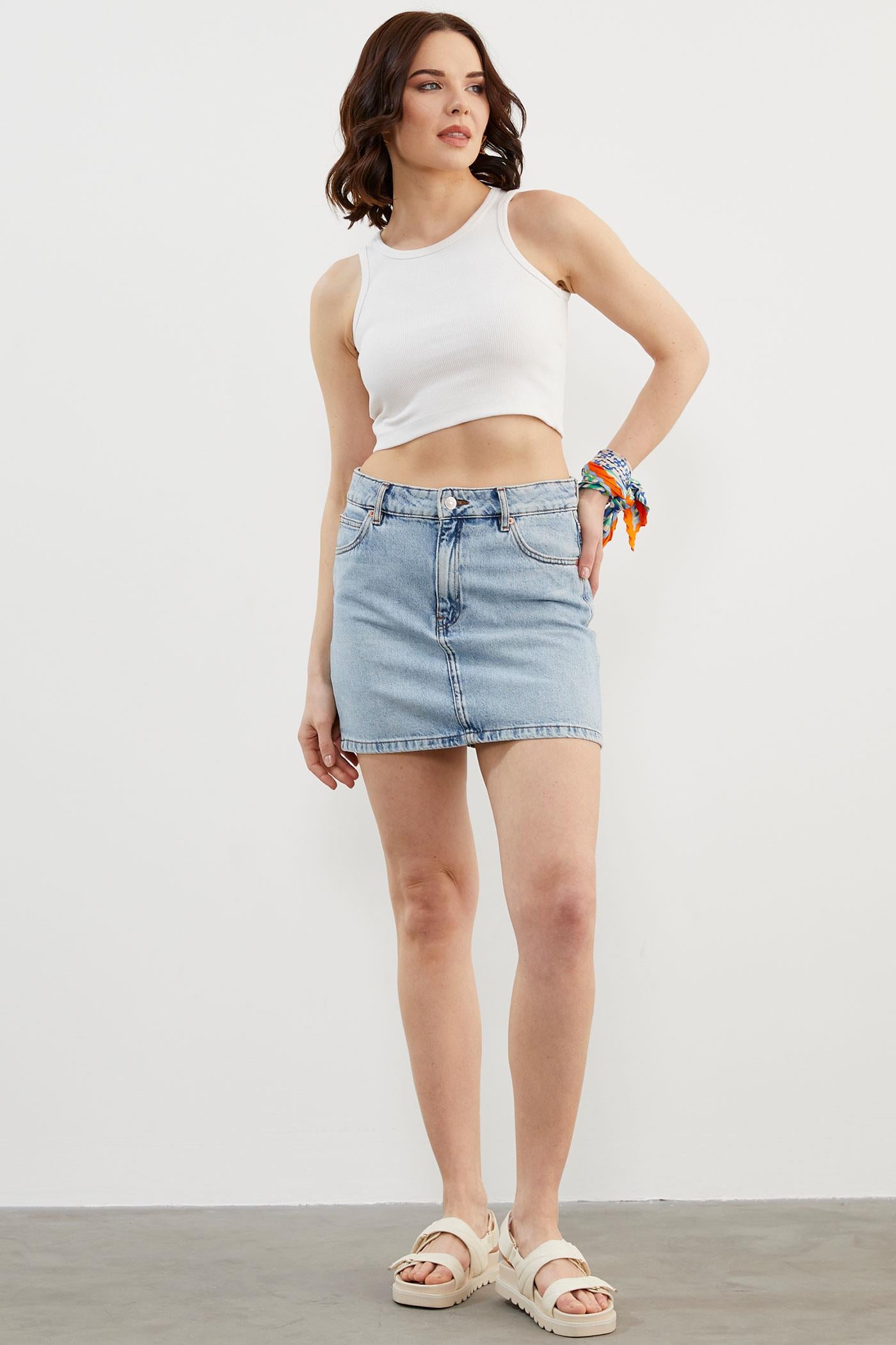 Yüzücü Model Crop Atlet - Ekru (3) Sementa