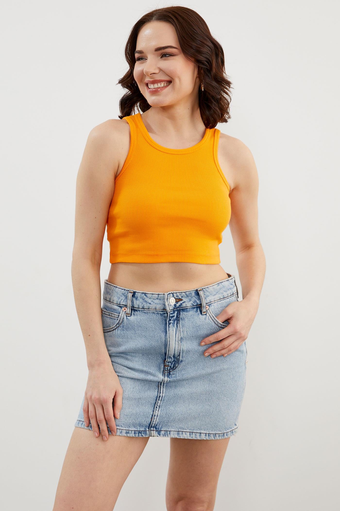 Yüzücü Model Crop Atlet - Oranj (3) Sementa