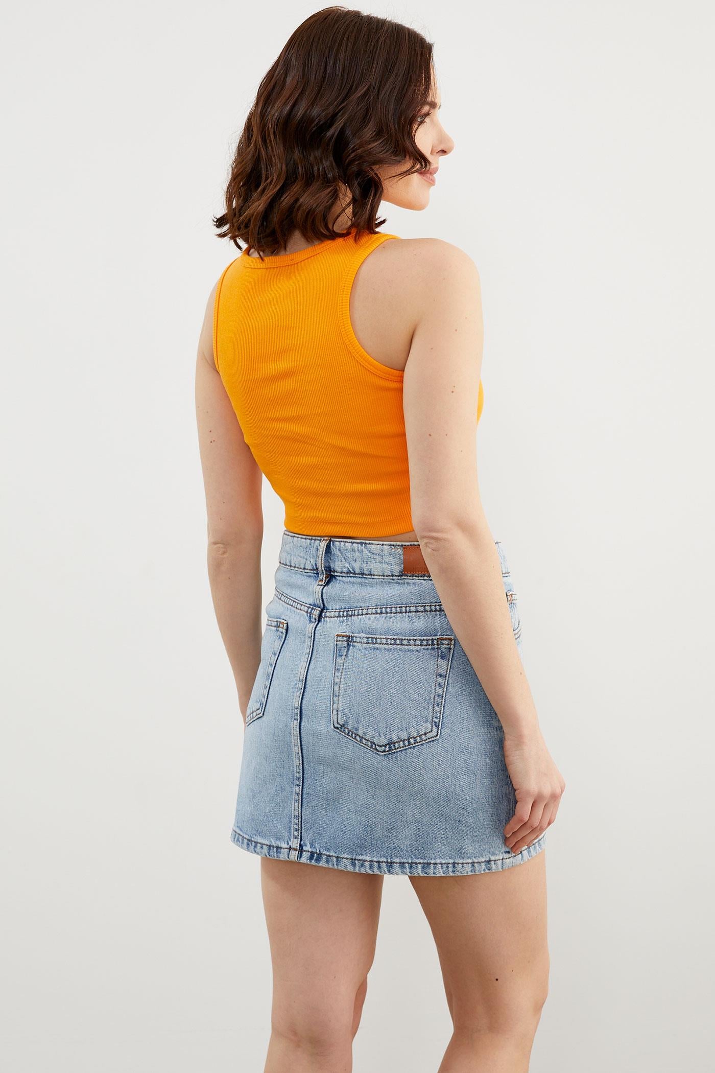 Yüzücü Model Crop Atlet - Oranj (5) Sementa