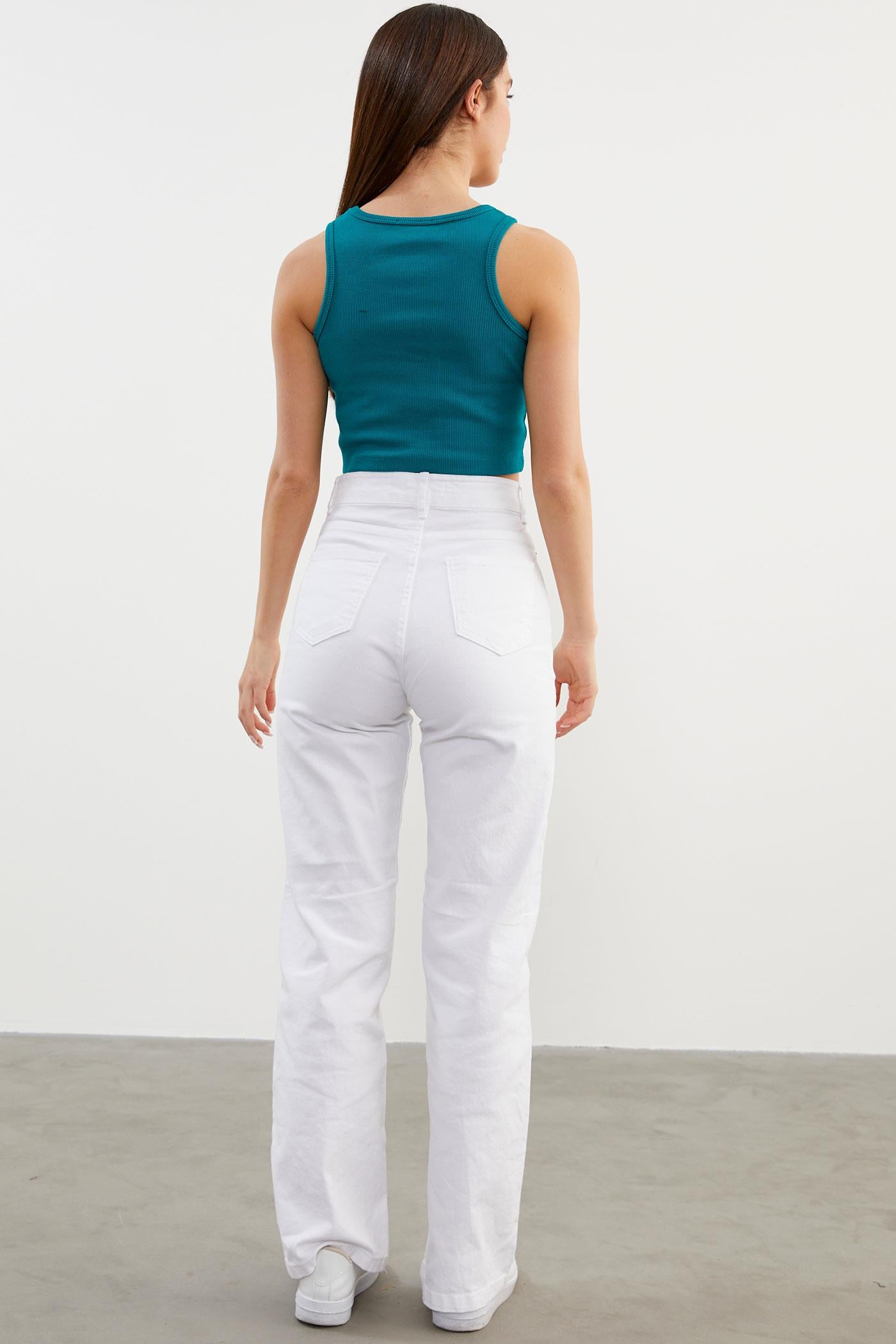 Yüzücü Model Crop Atlet - Petrol (4) Sementa