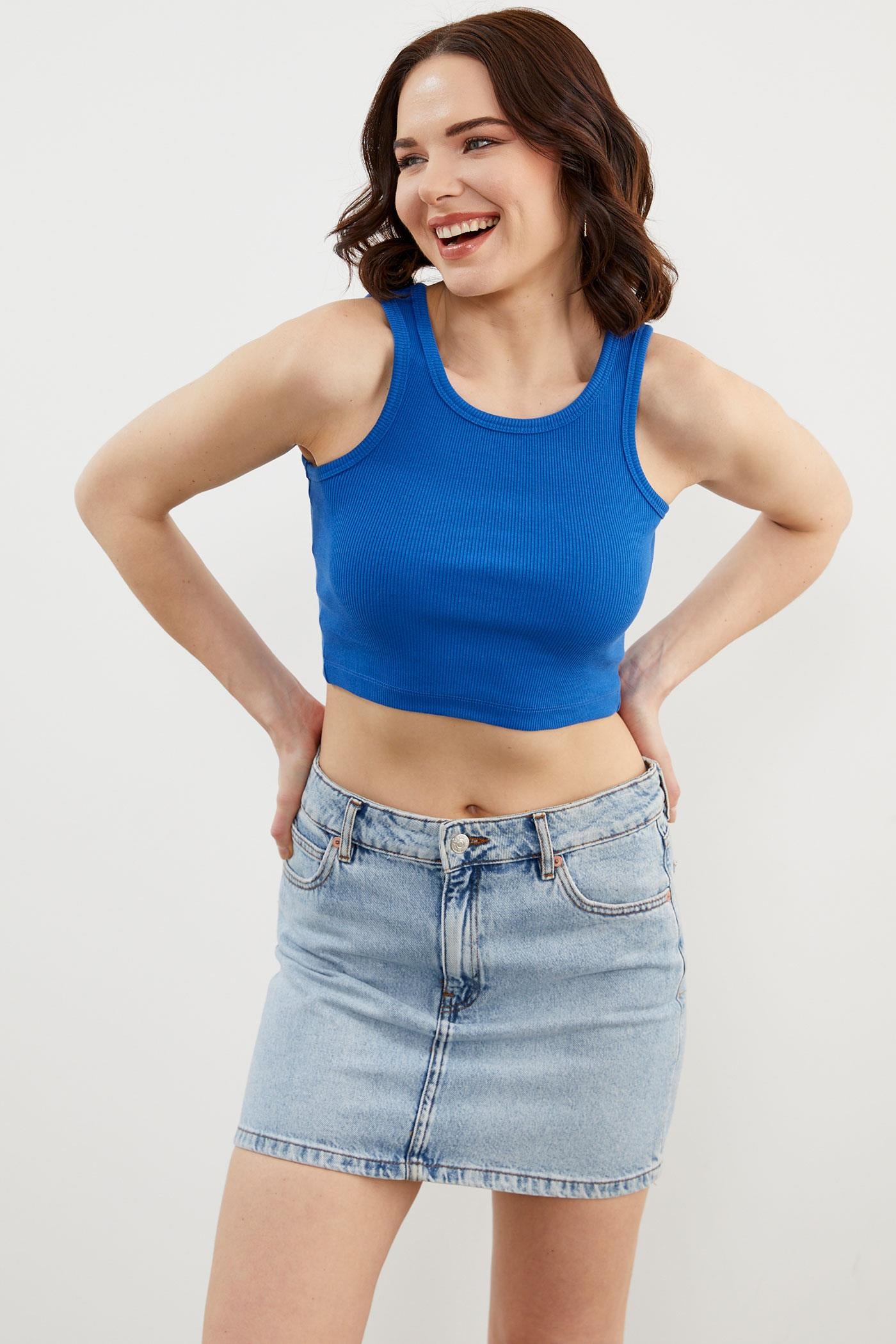 Yüzücü Model Crop Atlet - Saks (2) Sementa