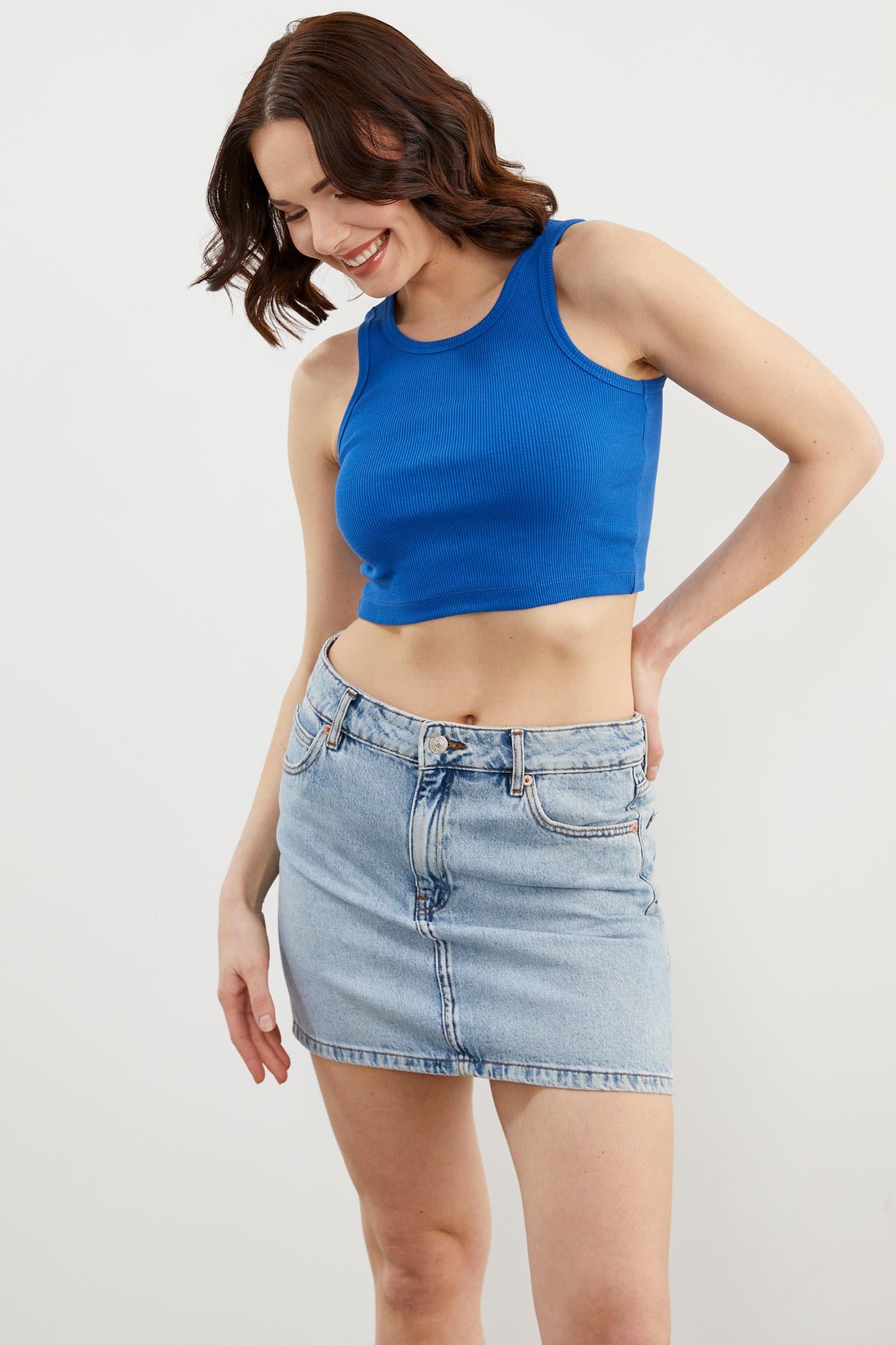 Yüzücü Model Crop Atlet - Saks (3) Sementa