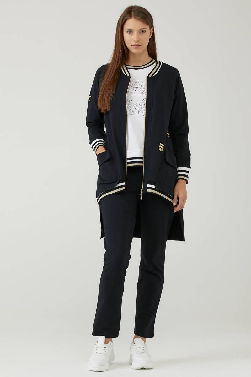 Arkası Uzun Fermuarlı Üçlü Eşofman Takım - Siyah (1) Sementa