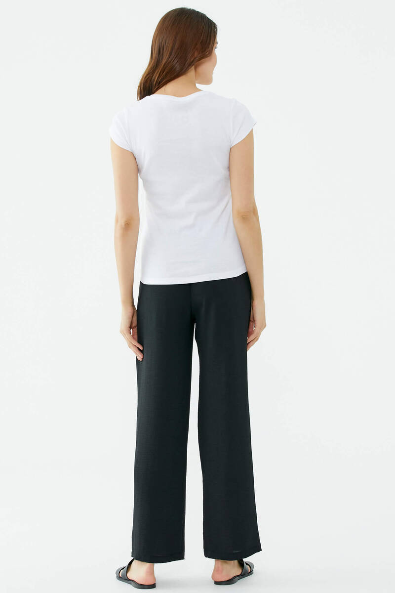 Basic Baskılı Pamuk Tshirt - Beyaz (4) Sementa