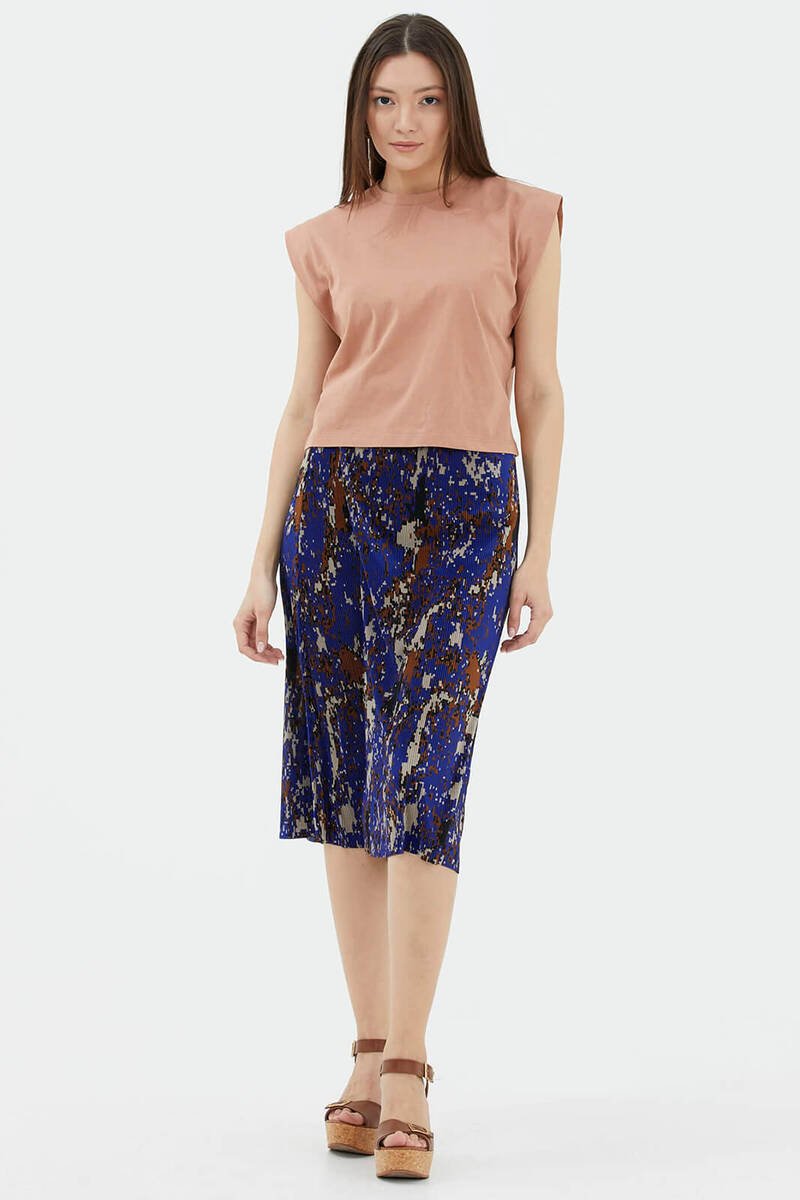 Beli Lastikli Midi Boy Etek - Mor (1) Sementa