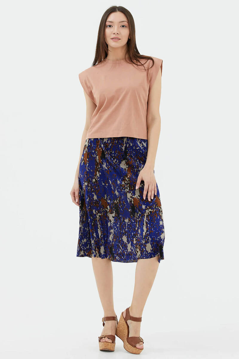 Beli Lastikli Midi Boy Etek - Mor (2) Sementa