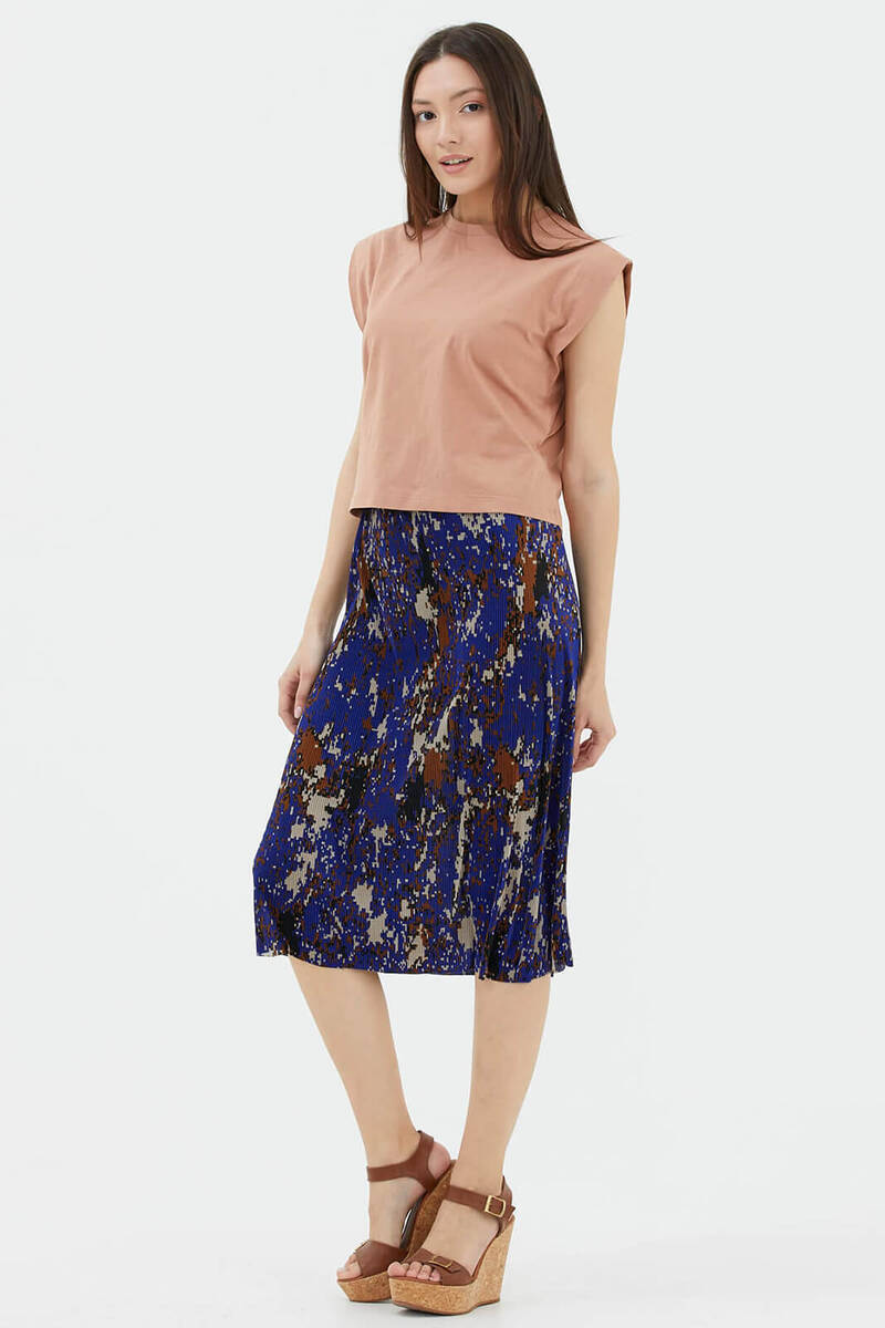 Beli Lastikli Midi Boy Etek - Mor (4) Sementa