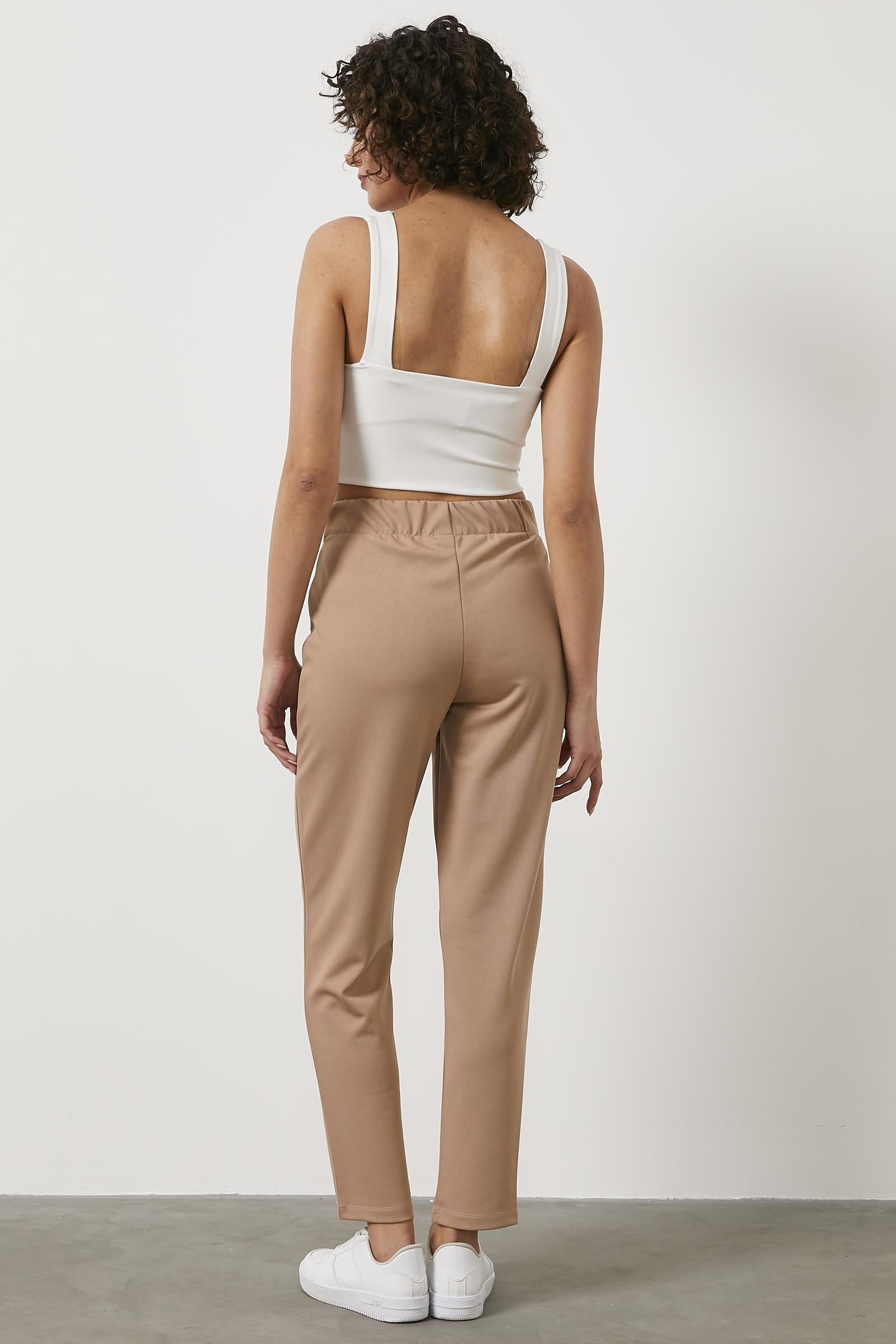 Beli Lastikli Önü İp Detaylı Eşofman Alt - Bej (5) Sementa