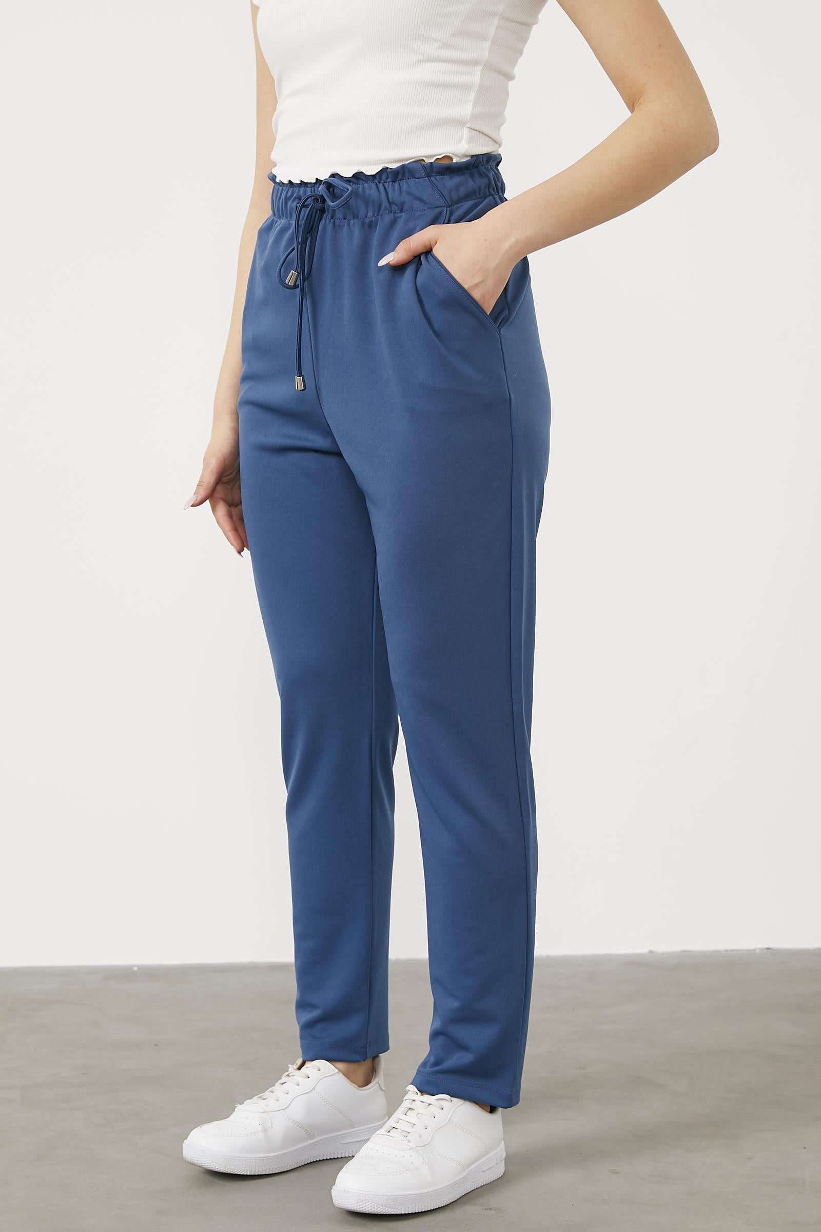 Büyük Beden Beli Lastikli Eşofman Altı - Indigo (2) Sementa