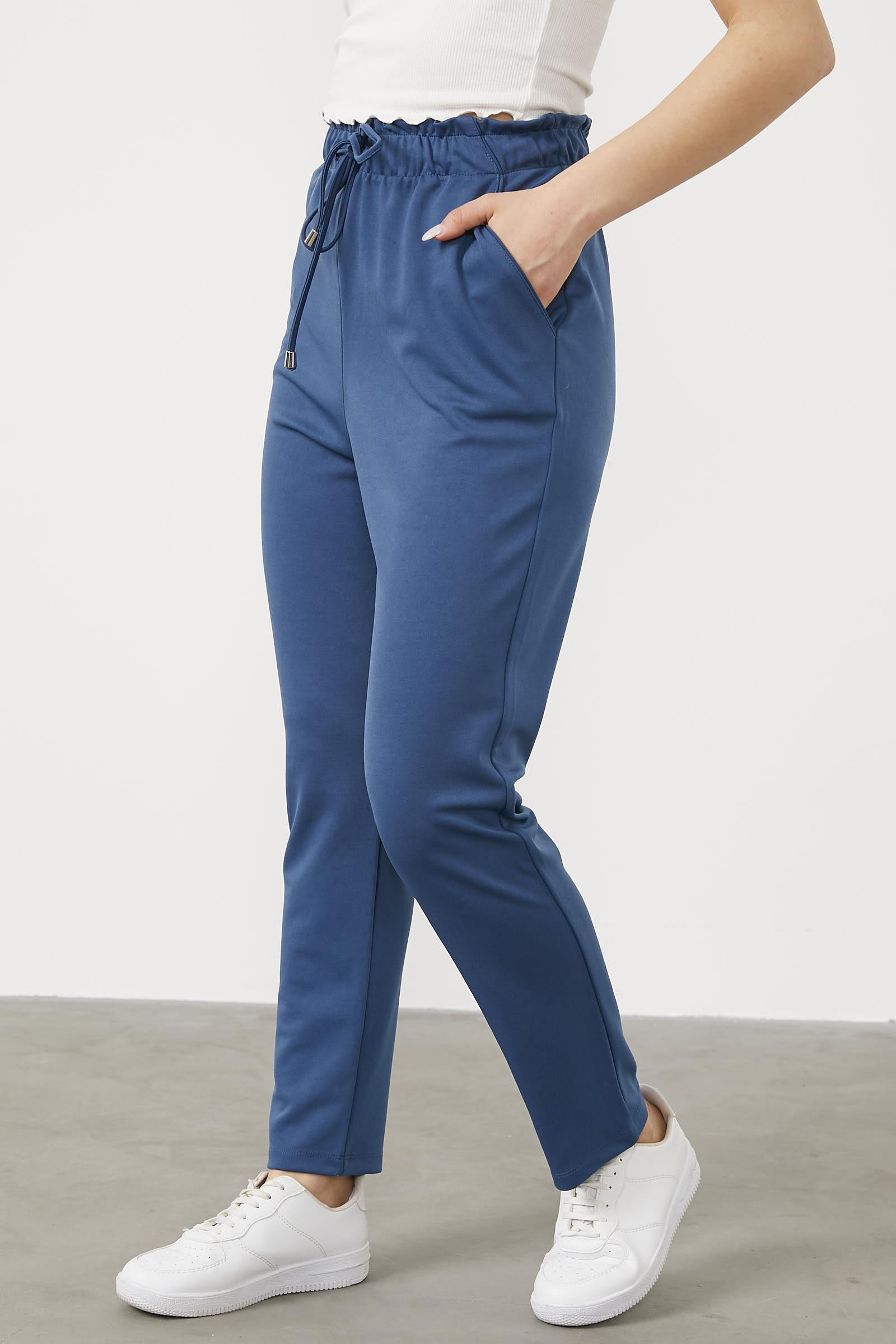 Büyük Beden Beli Lastikli Eşofman Altı - Indigo (3) Sementa