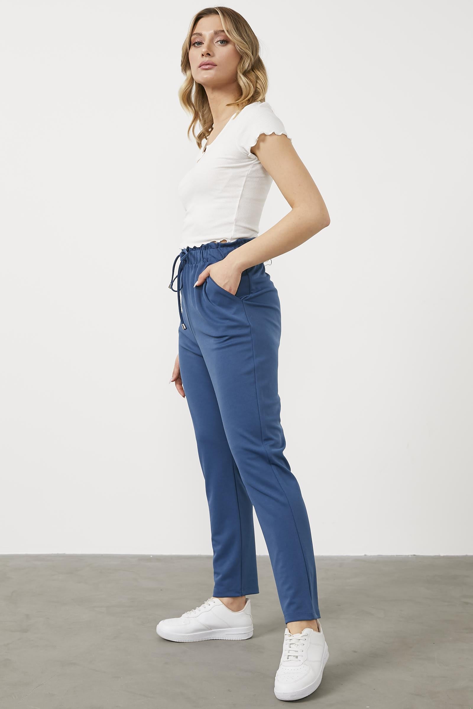 Büyük Beden Beli Lastikli Eşofman Altı - Indigo (4) Sementa