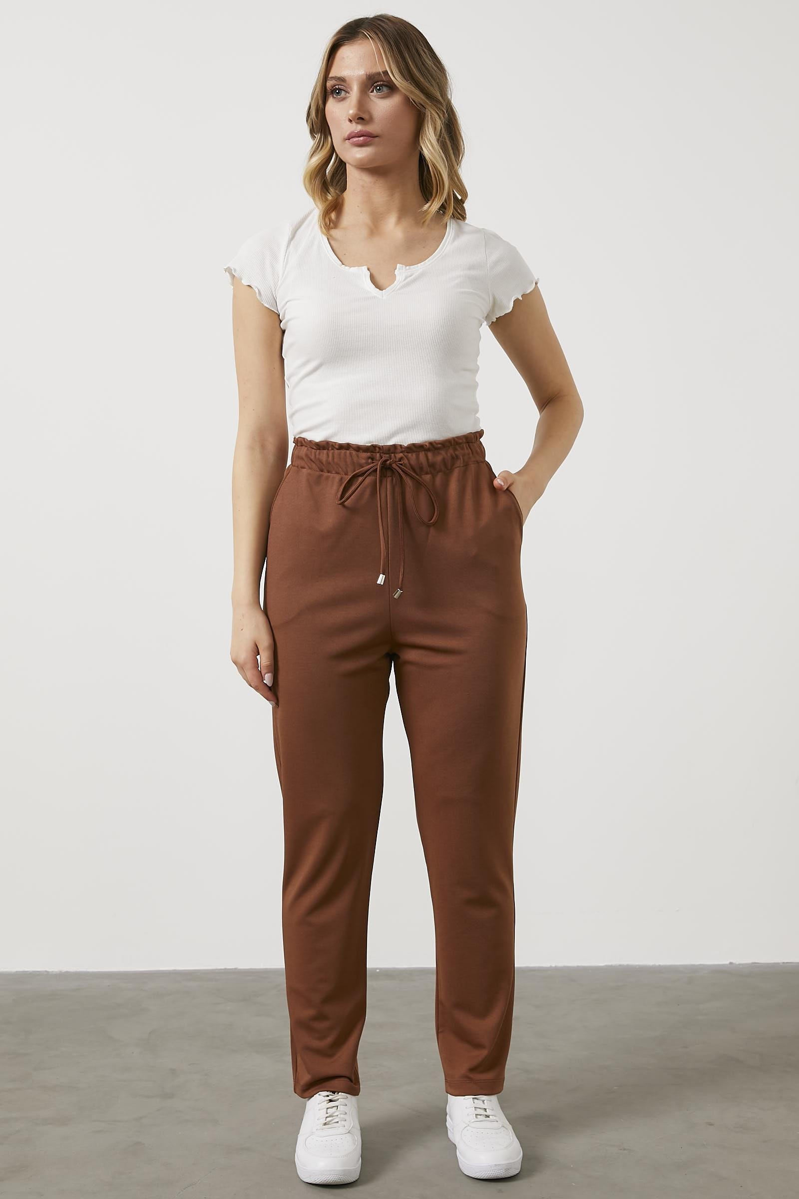 Büyük Beden Beli Lastikli Eşofman Altı - Taba (1) Sementa