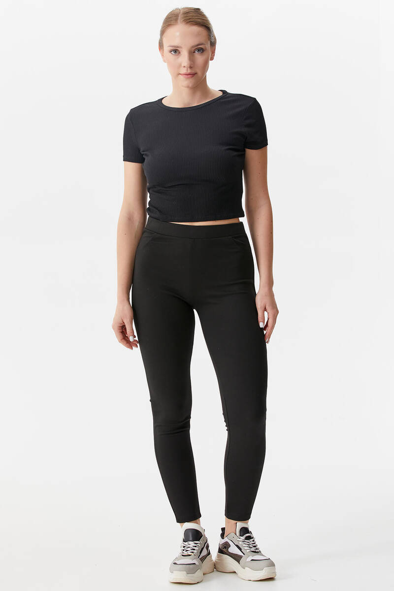 Büyük Beden Cep Detaylı Tayt - Siyah (1) Sementa