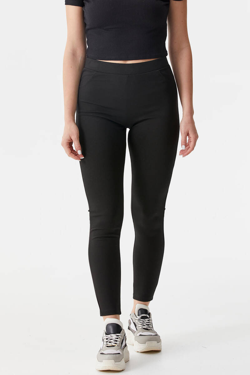 Büyük Beden Cep Detaylı Tayt - Siyah (2) Sementa