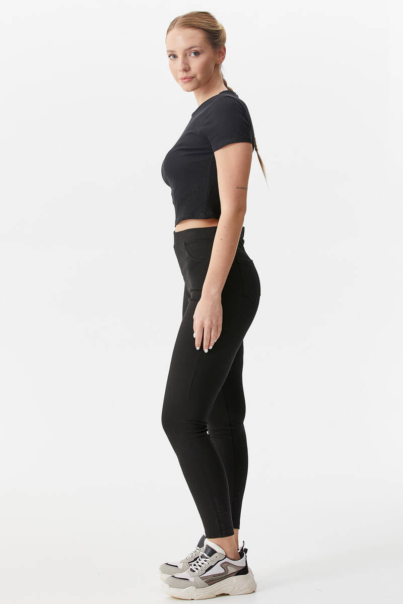 Büyük Beden Cep Detaylı Tayt - Siyah (3) Sementa