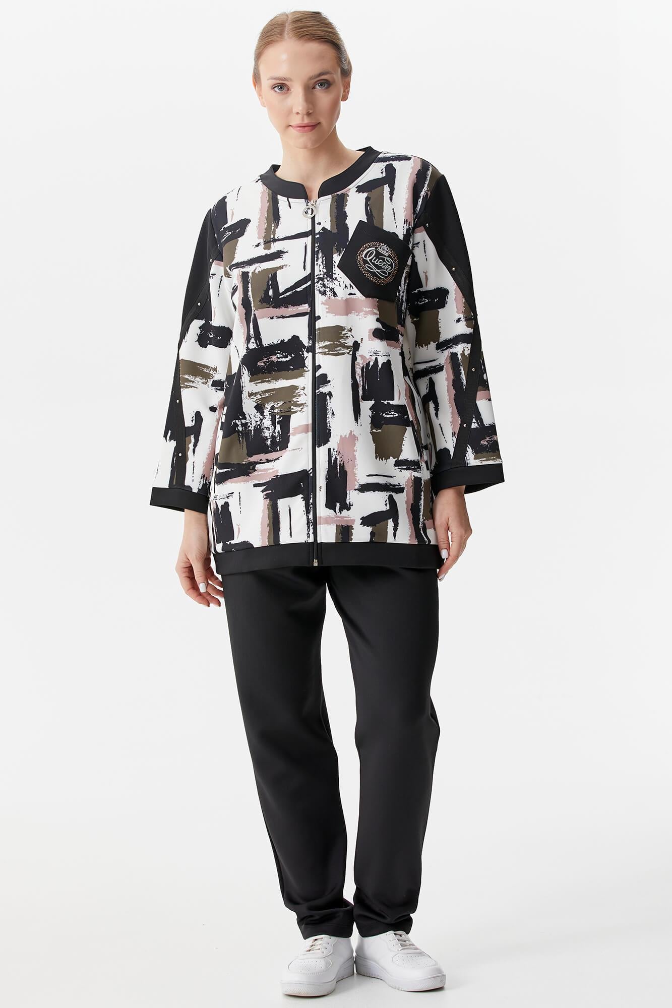 Büyük Beden Çok Renk Kombinli Tunik Eşofman Takım - Siyah (1) Sementa