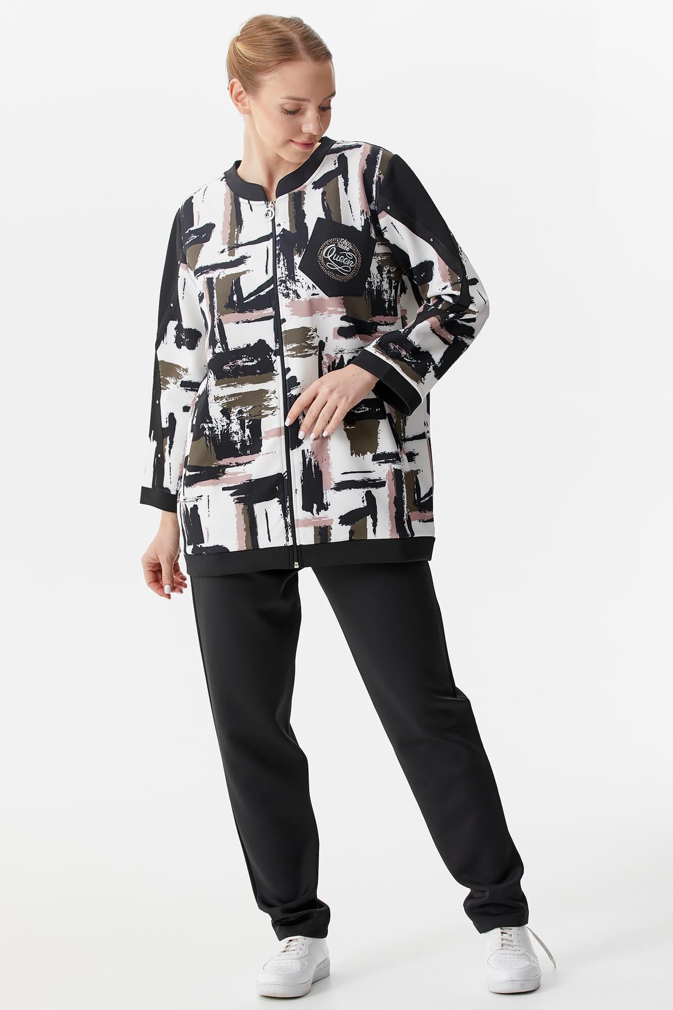 Büyük Beden Çok Renk Kombinli Tunik Eşofman Takım - Siyah (2) Sementa