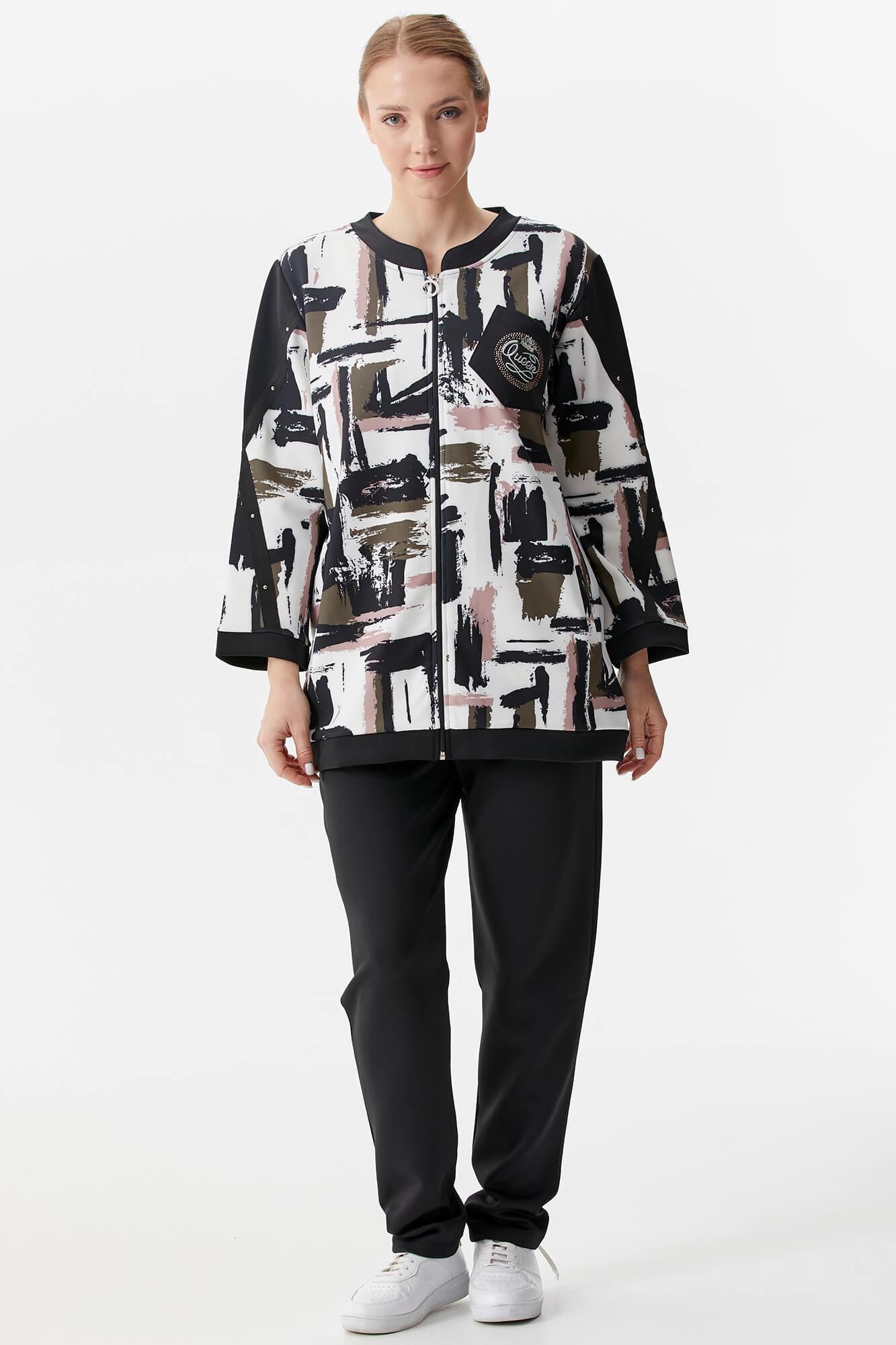 Büyük Beden Çok Renk Kombinli Tunik Eşofman Takım - Siyah (3) Sementa