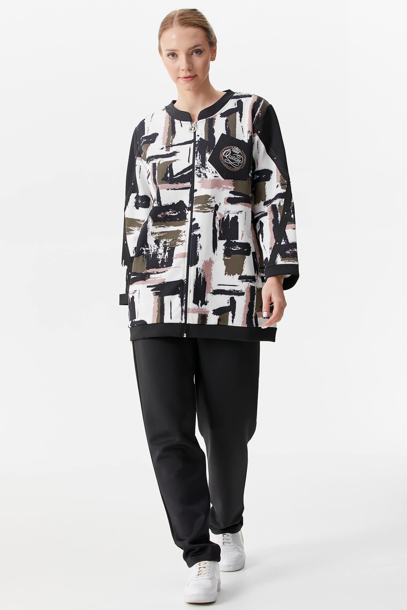 Büyük Beden Çok Renk Kombinli Tunik Eşofman Takım - Siyah (4) Sementa