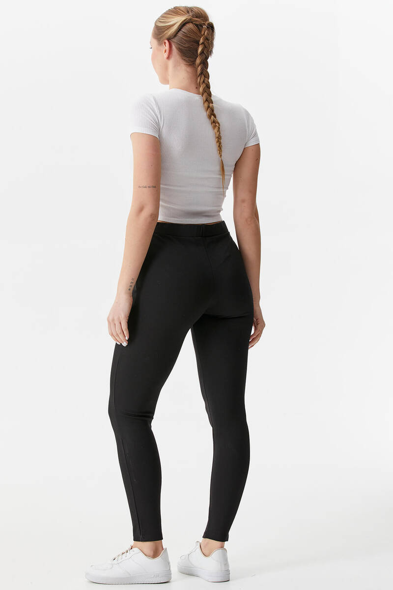 Büyük Beden Dikiş Detaylı Tayt - Siyah (4) Sementa