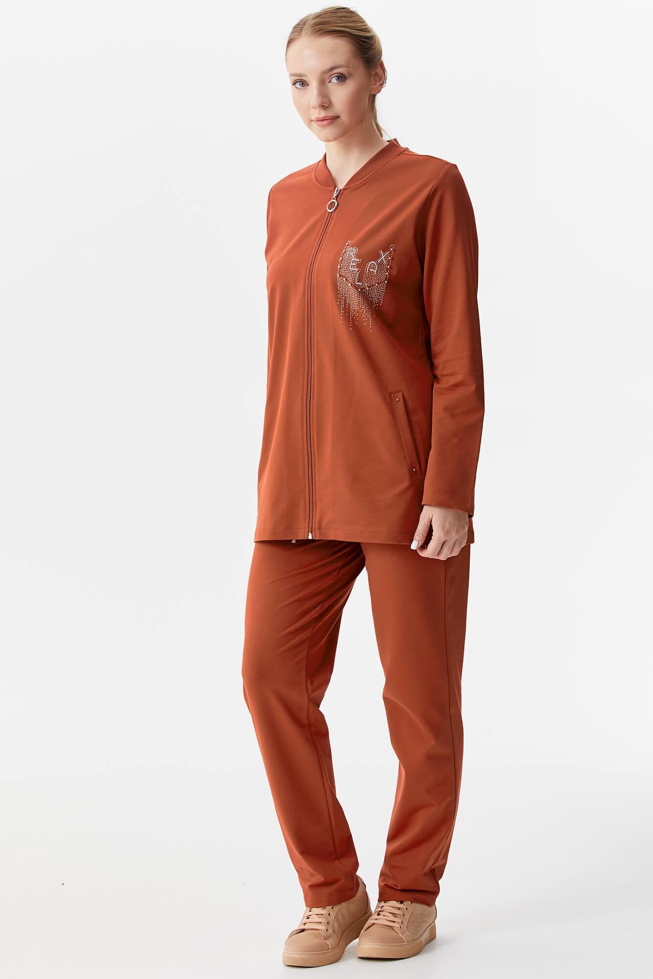 Büyük Beden Fermuarlı Eşofman Takım - Kiremit (2) Sementa