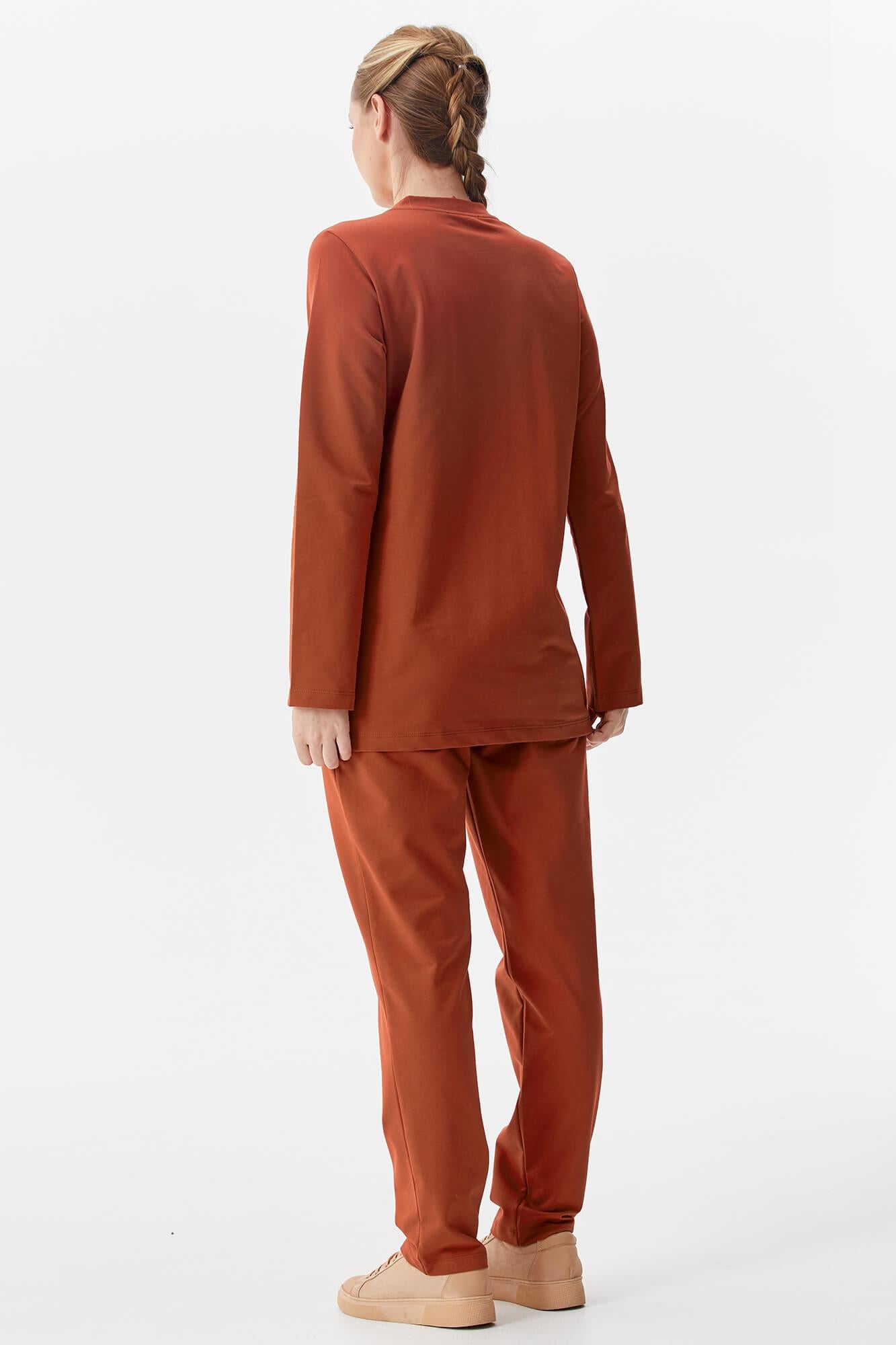 Büyük Beden Fermuarlı Eşofman Takım - Kiremit (5) Sementa