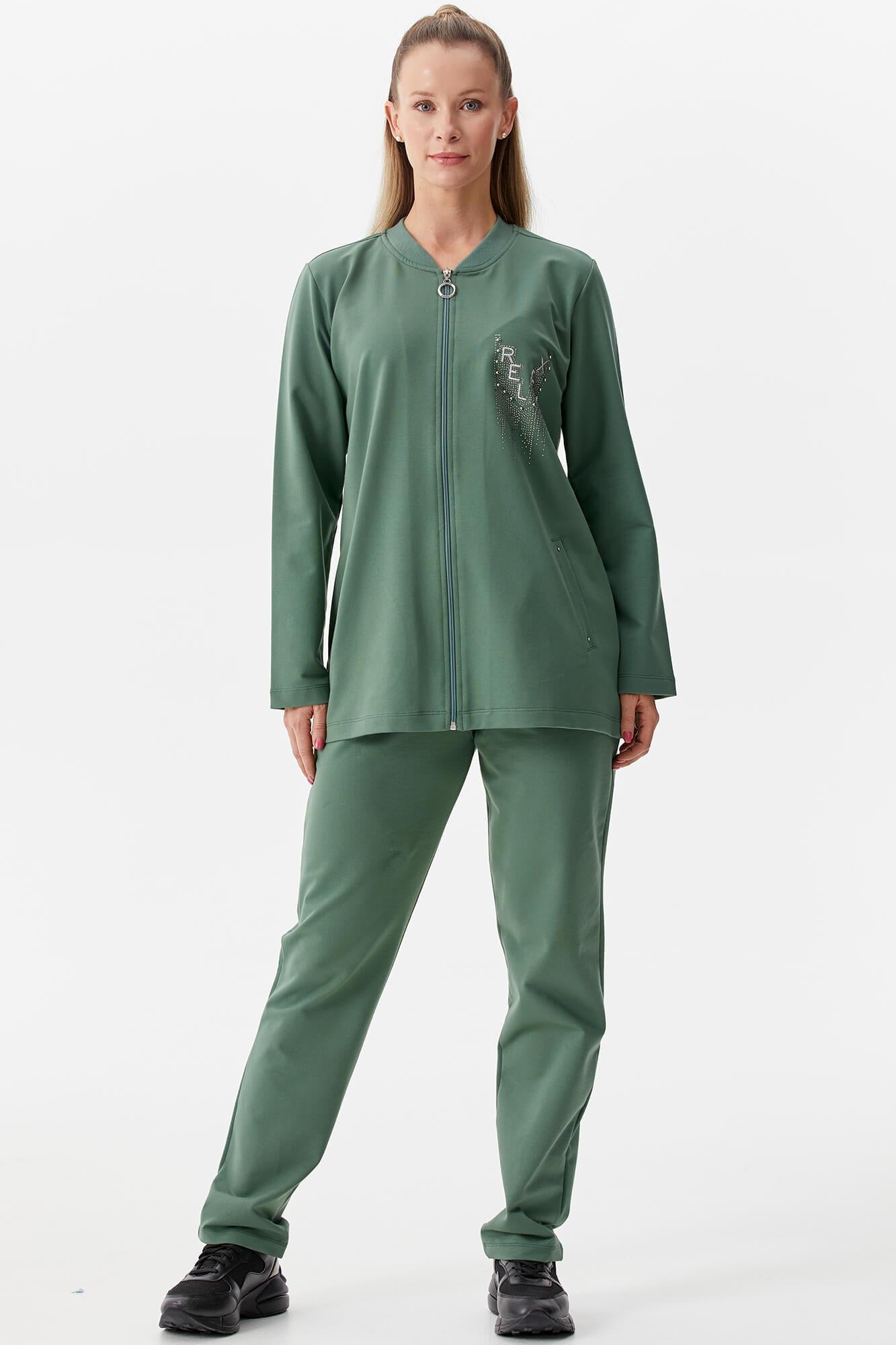 Büyük Beden Fermuarlı Eşofman Takım - Yeşil (1) Sementa