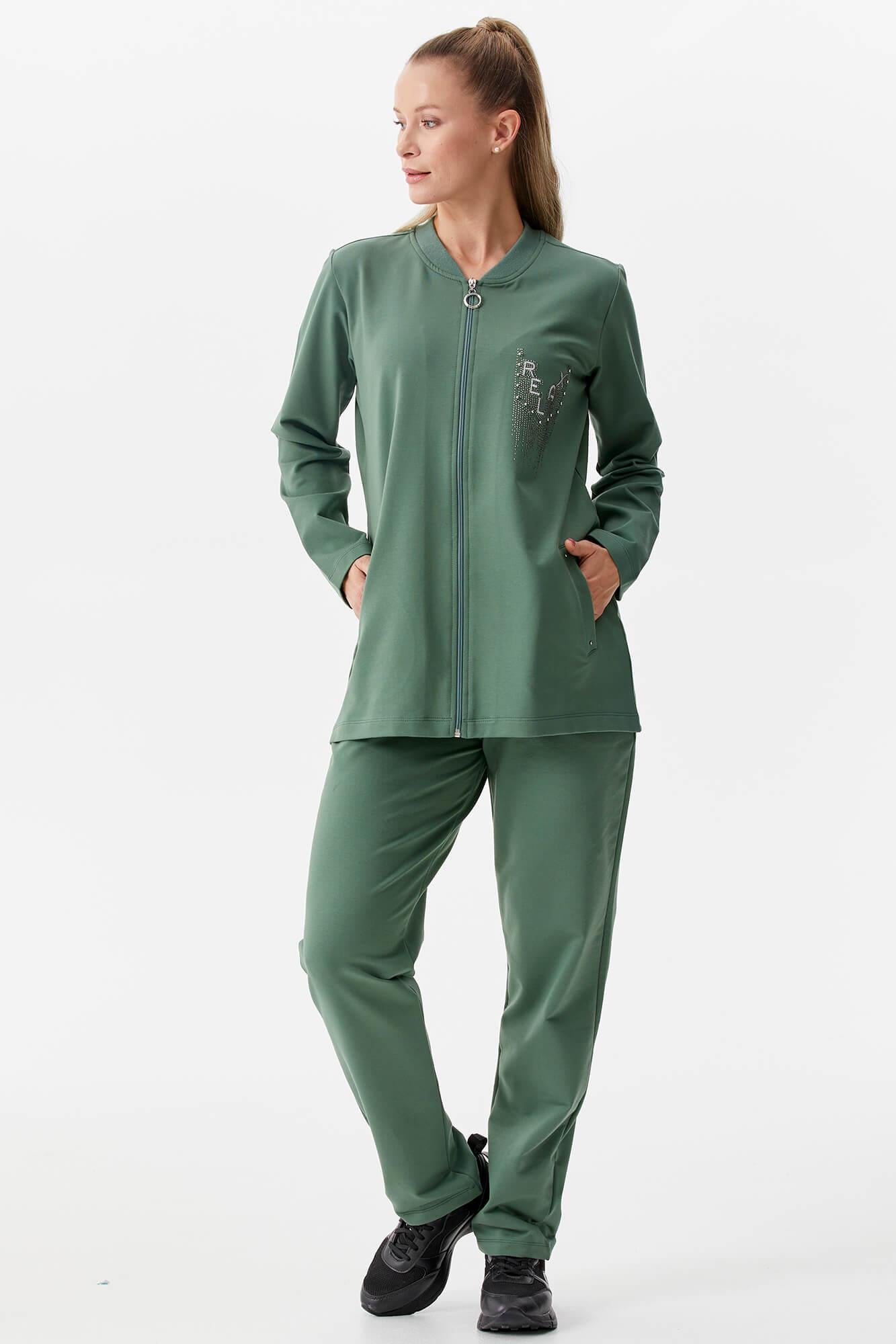 Büyük Beden Fermuarlı Eşofman Takım - Yeşil (2) Sementa