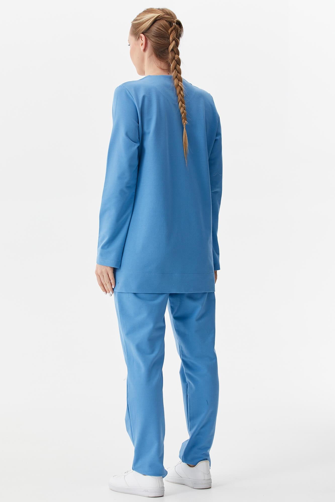 Büyük Beden Taş Detaylı Eşofman Takım - Mavi (5) Sementa
