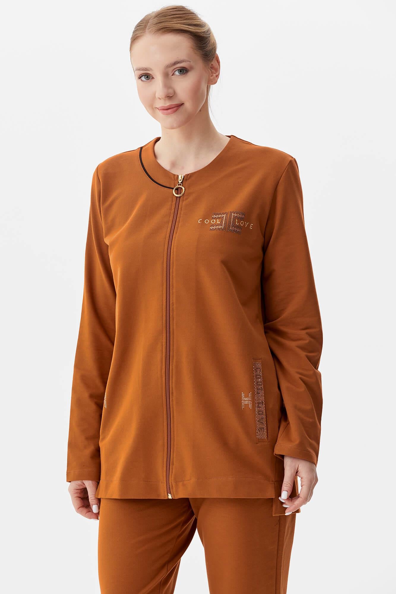 Büyük Beden Taş Detaylı Eşofman Takım - Tarçın (3) Sementa