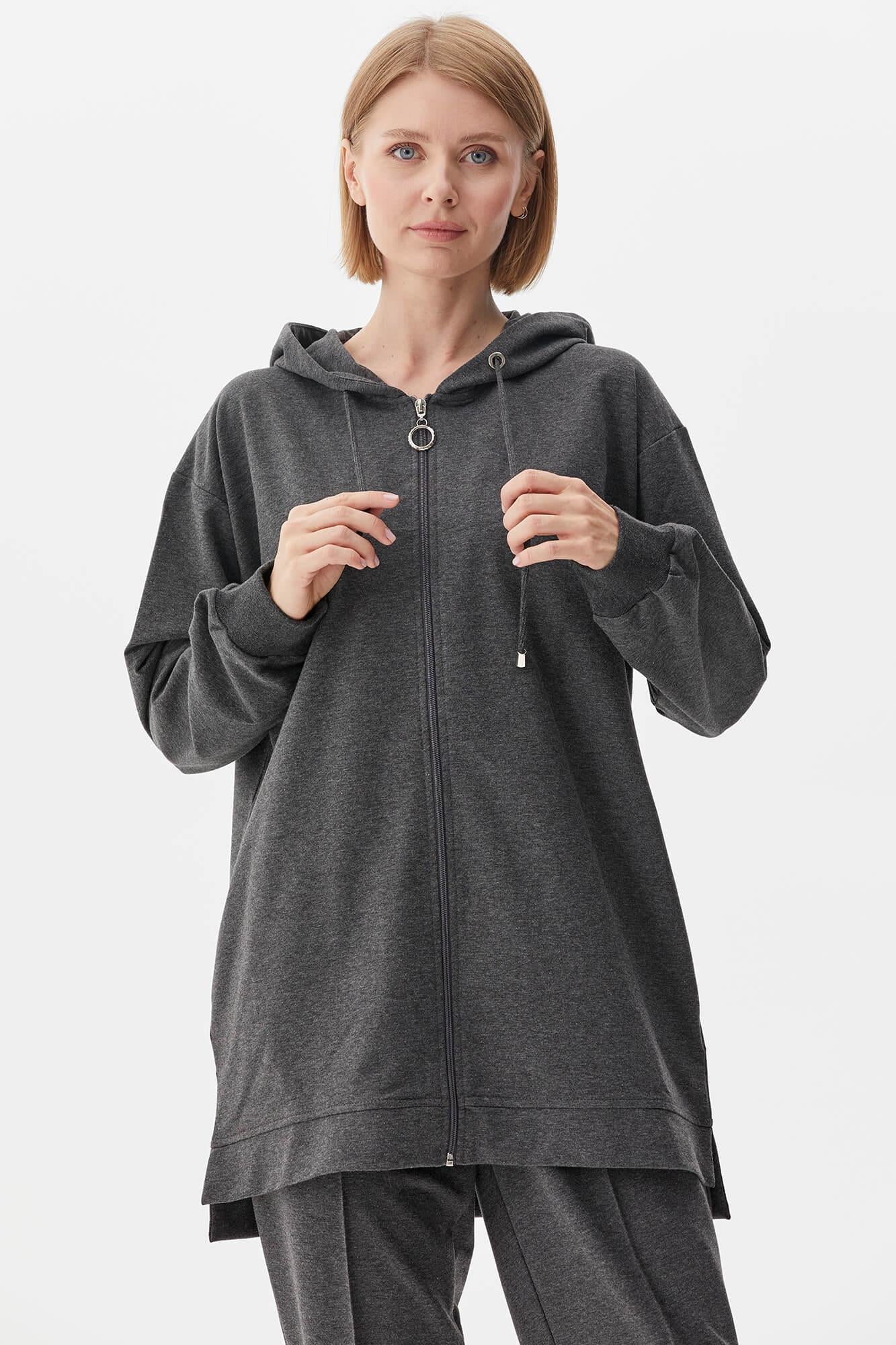 Büyük Beden Tunik Eşofman Takım - Antrasit (3) Sementa