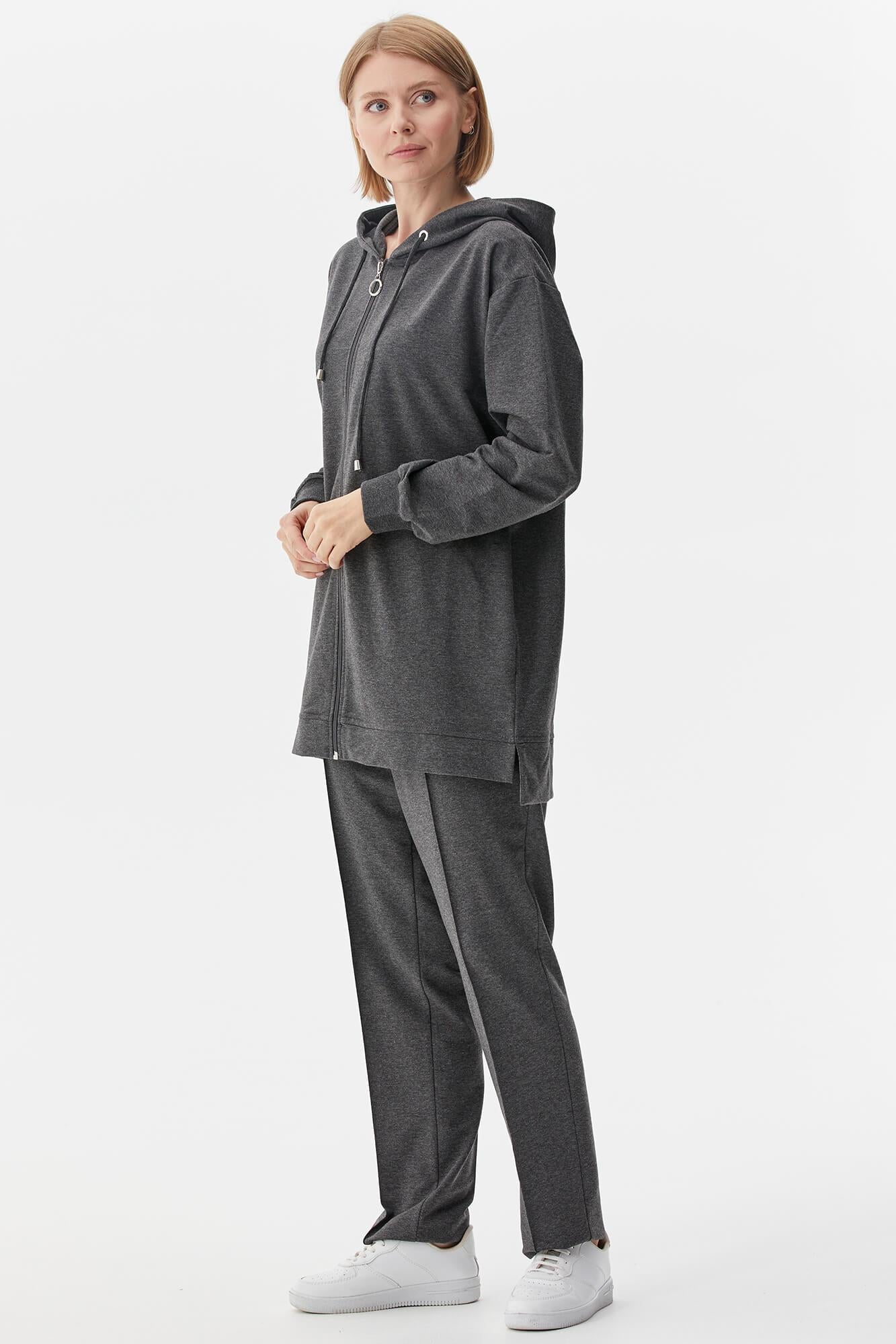 Büyük Beden Tunik Eşofman Takım - Antrasit (5) Sementa