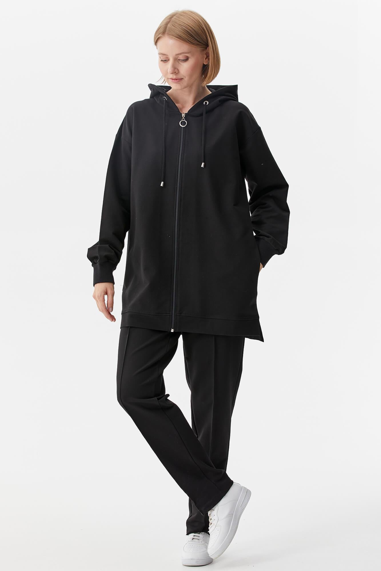 Büyük Beden Tunik Eşofman Takım - Siyah (3) Sementa