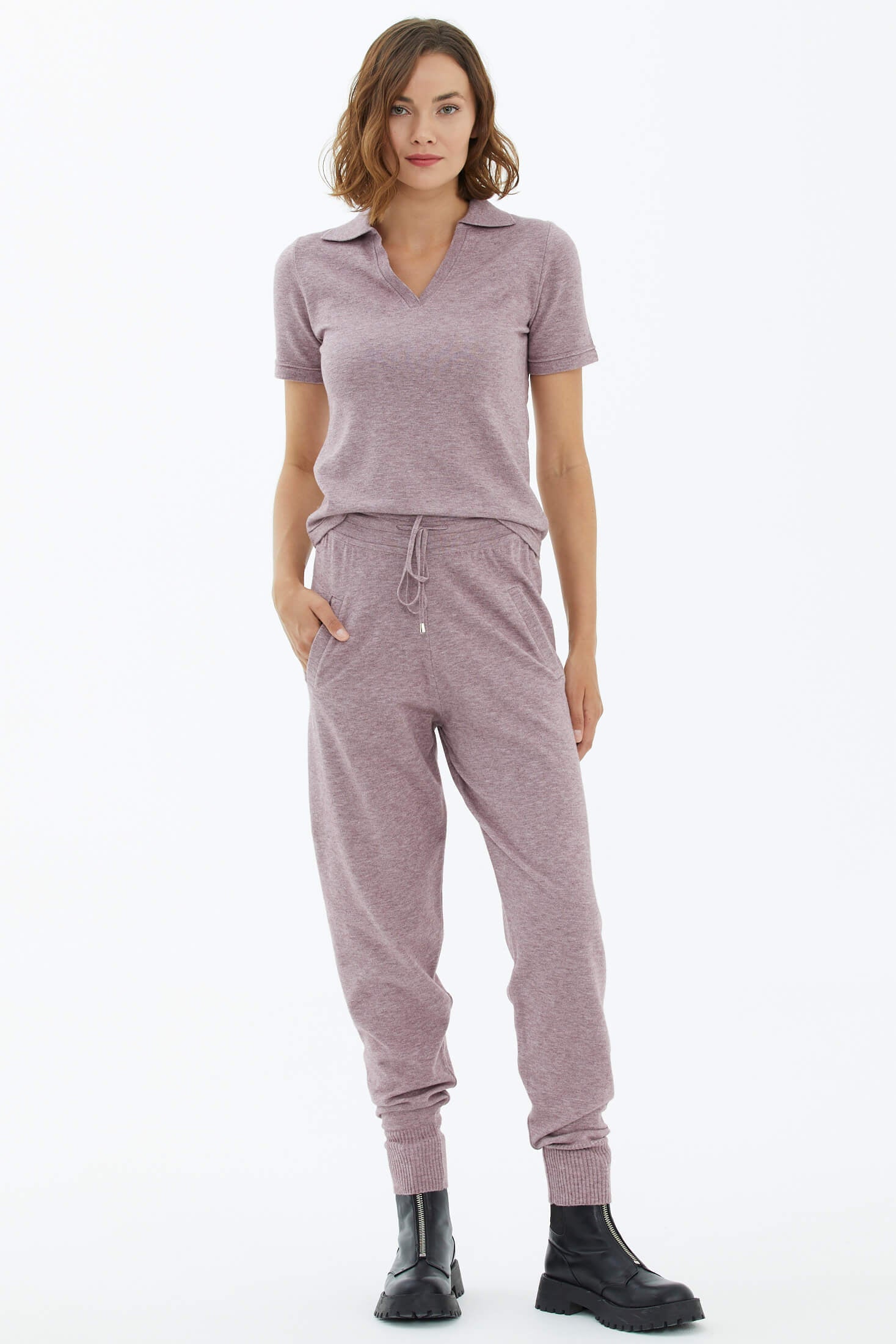 Cepli Bağcıklı Triko Pantolon - Gül (2) Sementa