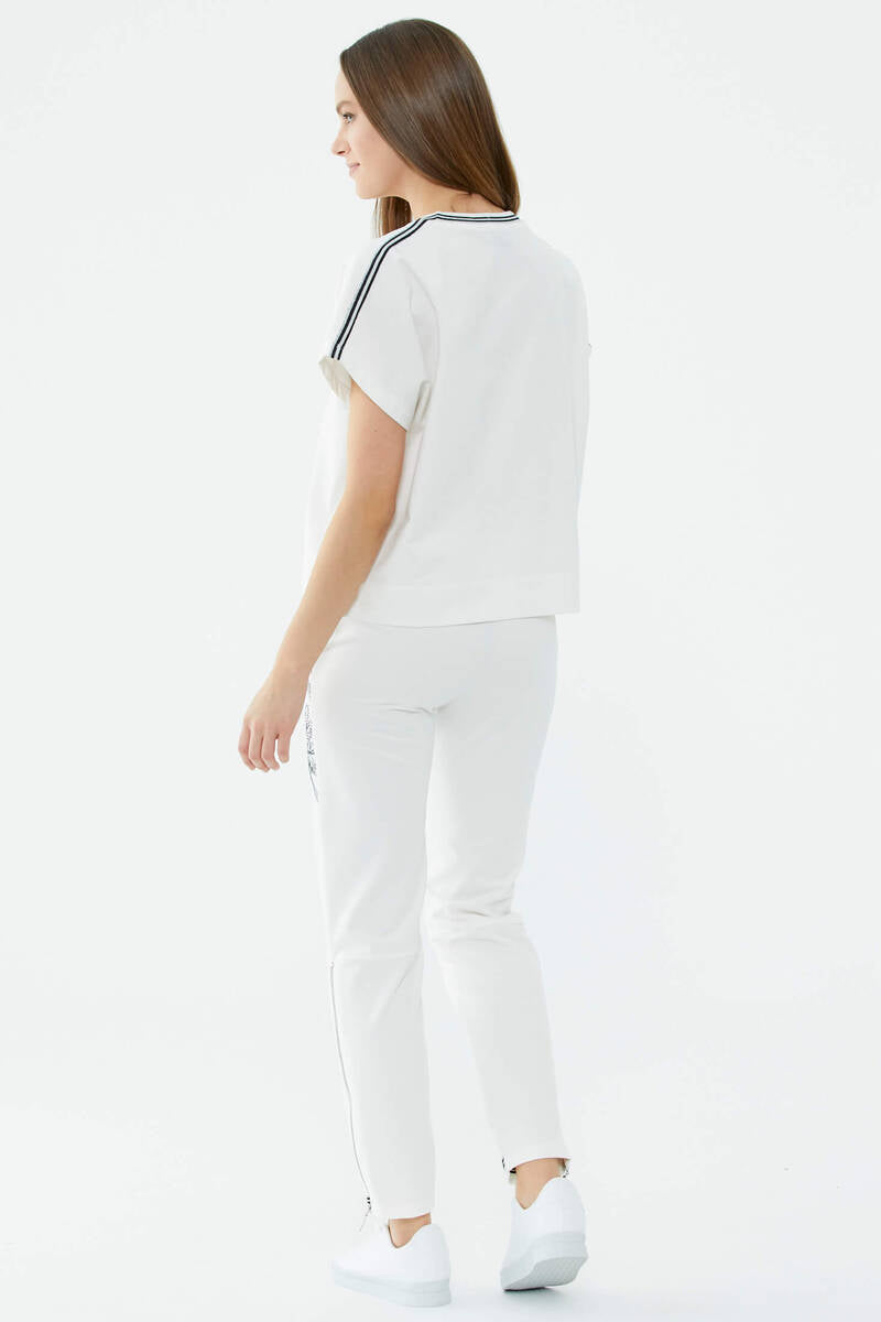 Çiçek Nakışlı Eşofman Altı - Ekru (5) Sementa