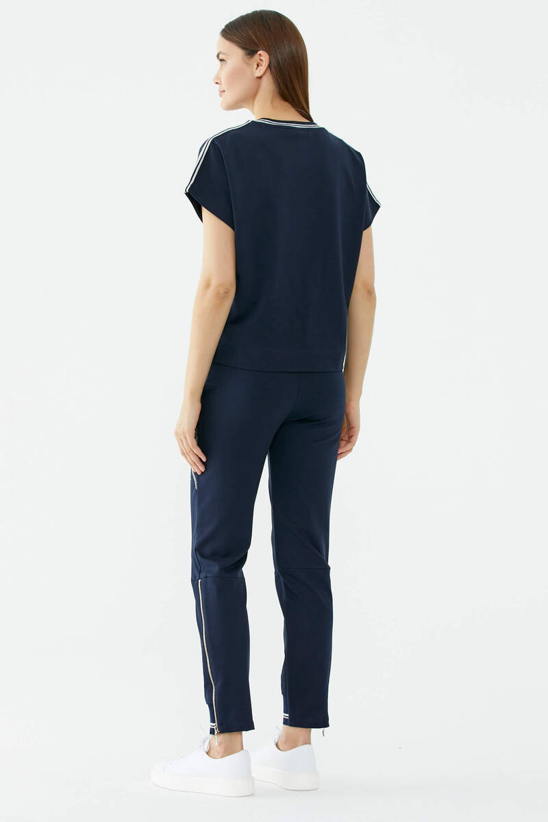 Çiçek Nakışlı Eşofman Altı - Lacivert (4) Sementa