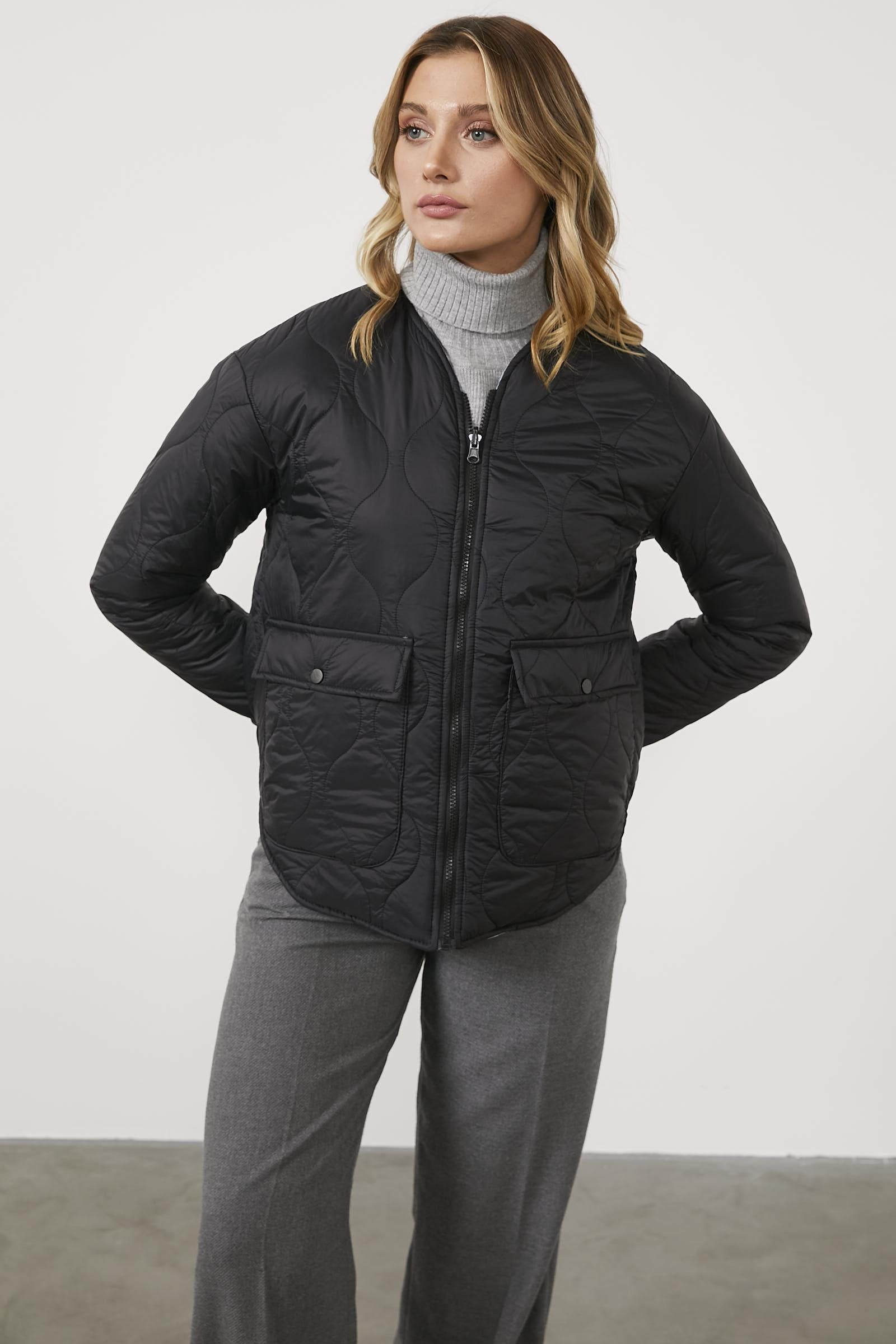 Çift Taraflı Giyilebilen Kapitone Mont - Siyah (1) Sementa