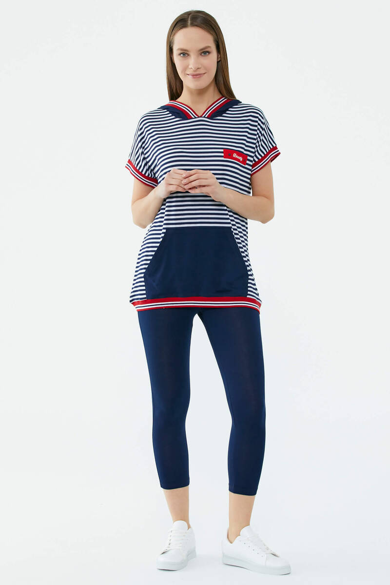 Çizgi Desenli Taytlı Takım - Lacivert (1) Sementa