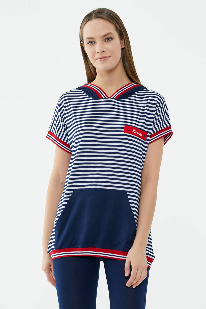 Çizgi Desenli Taytlı Takım - Lacivert (2) Sementa