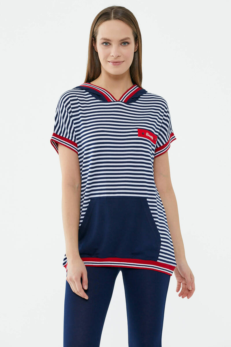 Çizgi Desenli Taytlı Takım - Lacivert (3) Sementa