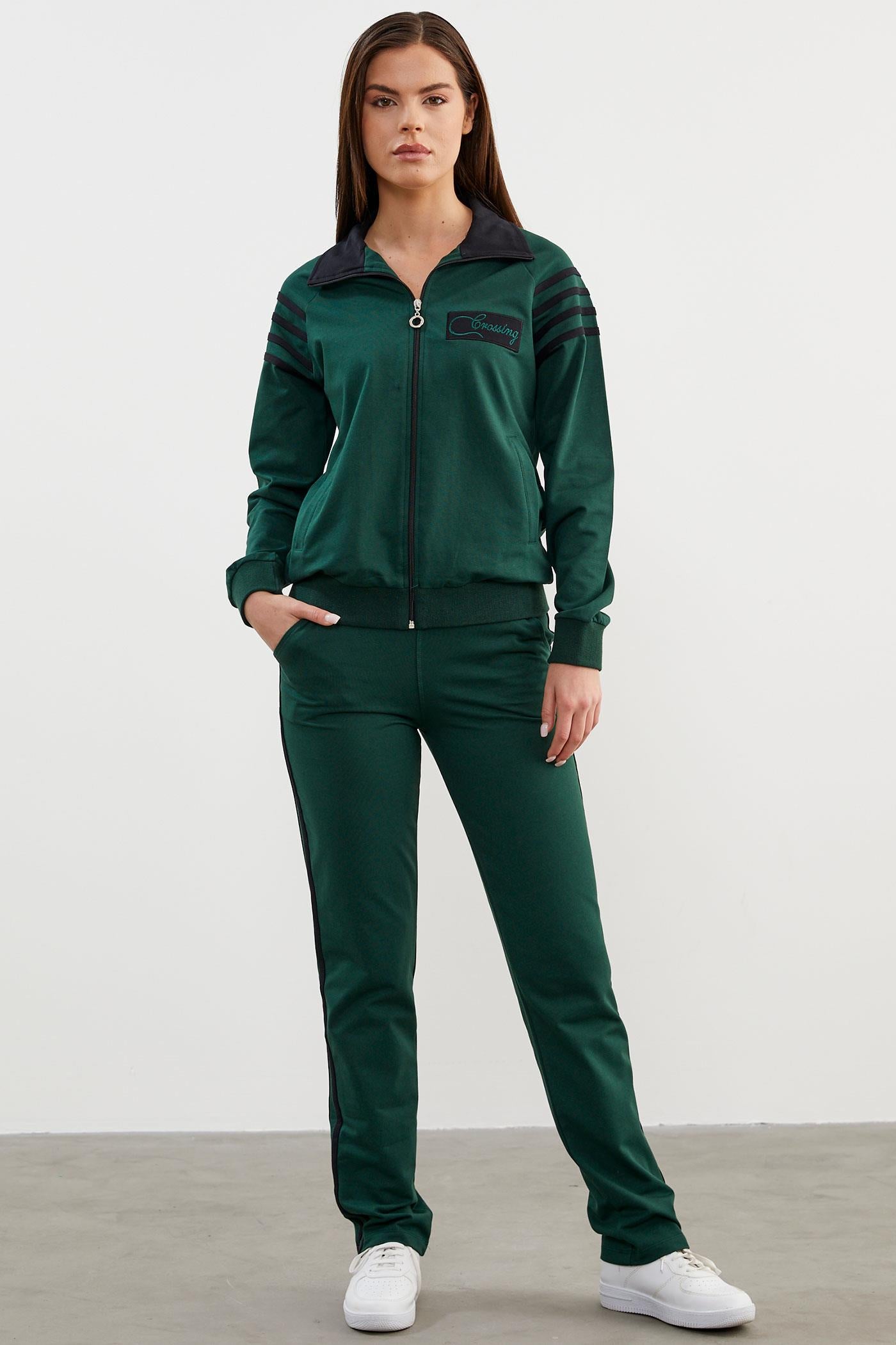 Çizgi Detaylı Dik Yaka Eşofman Takım - Petrol (1) Sementa