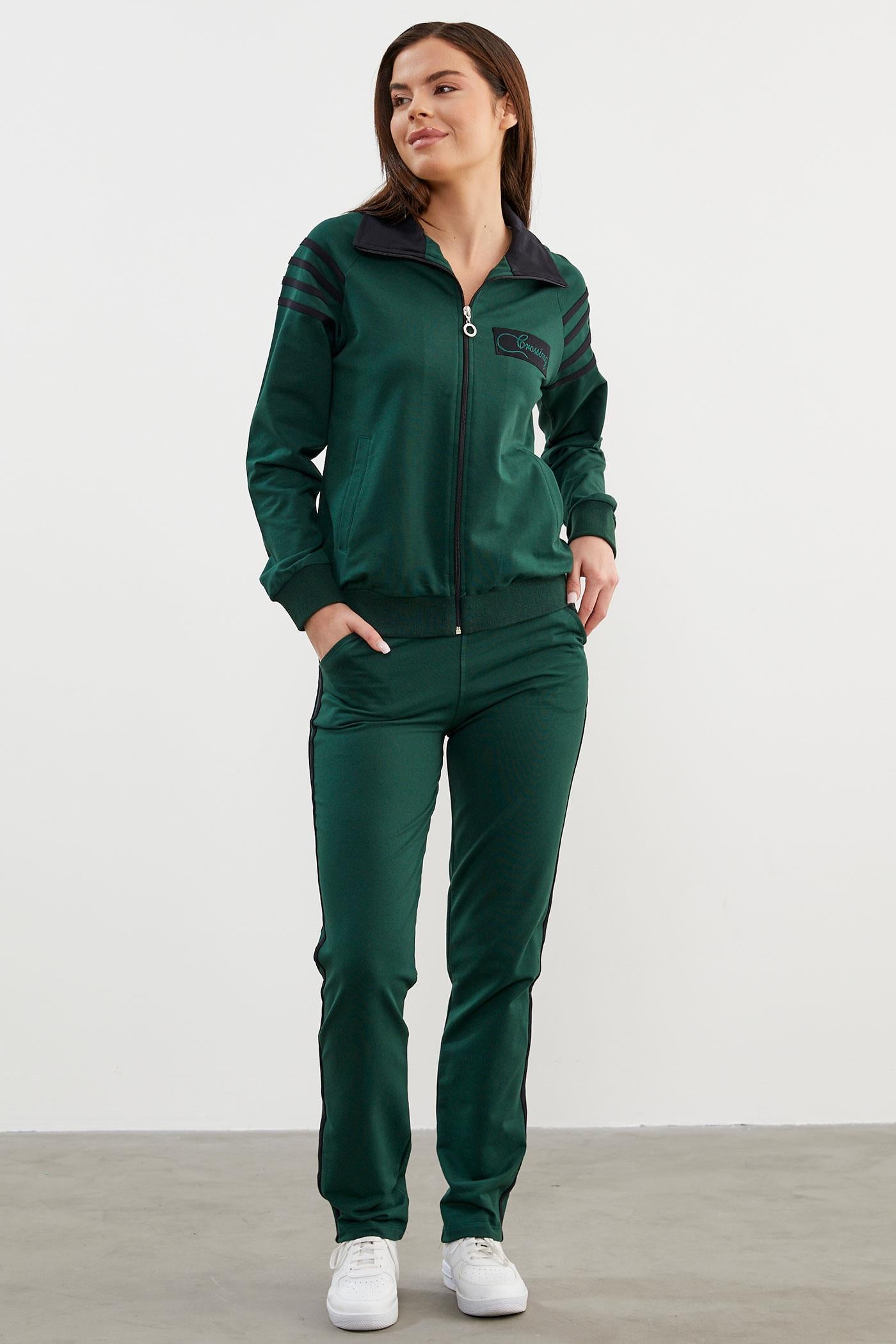 Çizgi Detaylı Dik Yaka Eşofman Takım - Petrol (3) Sementa