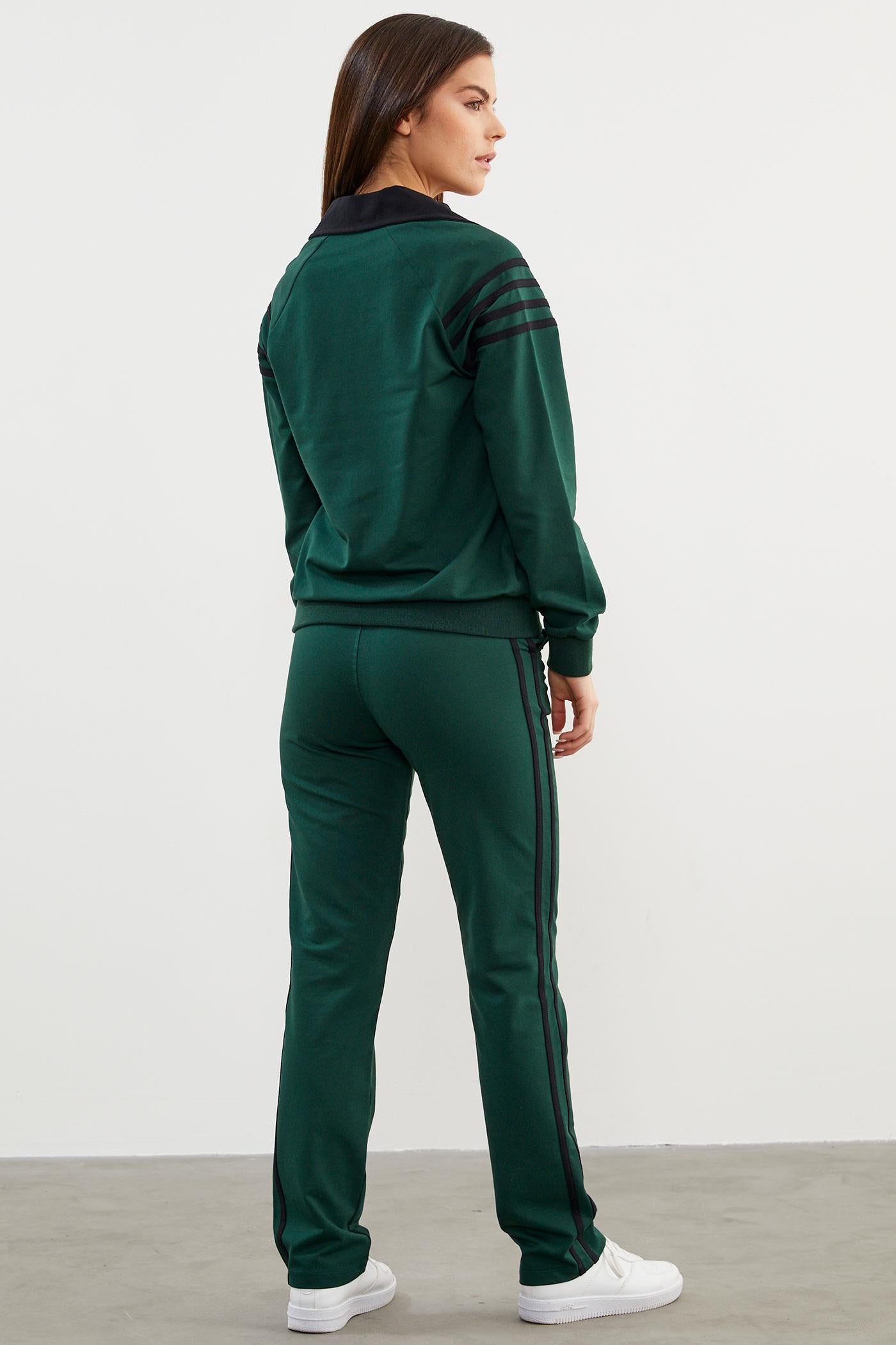 Çizgi Detaylı Dik Yaka Eşofman Takım - Petrol (4) Sementa